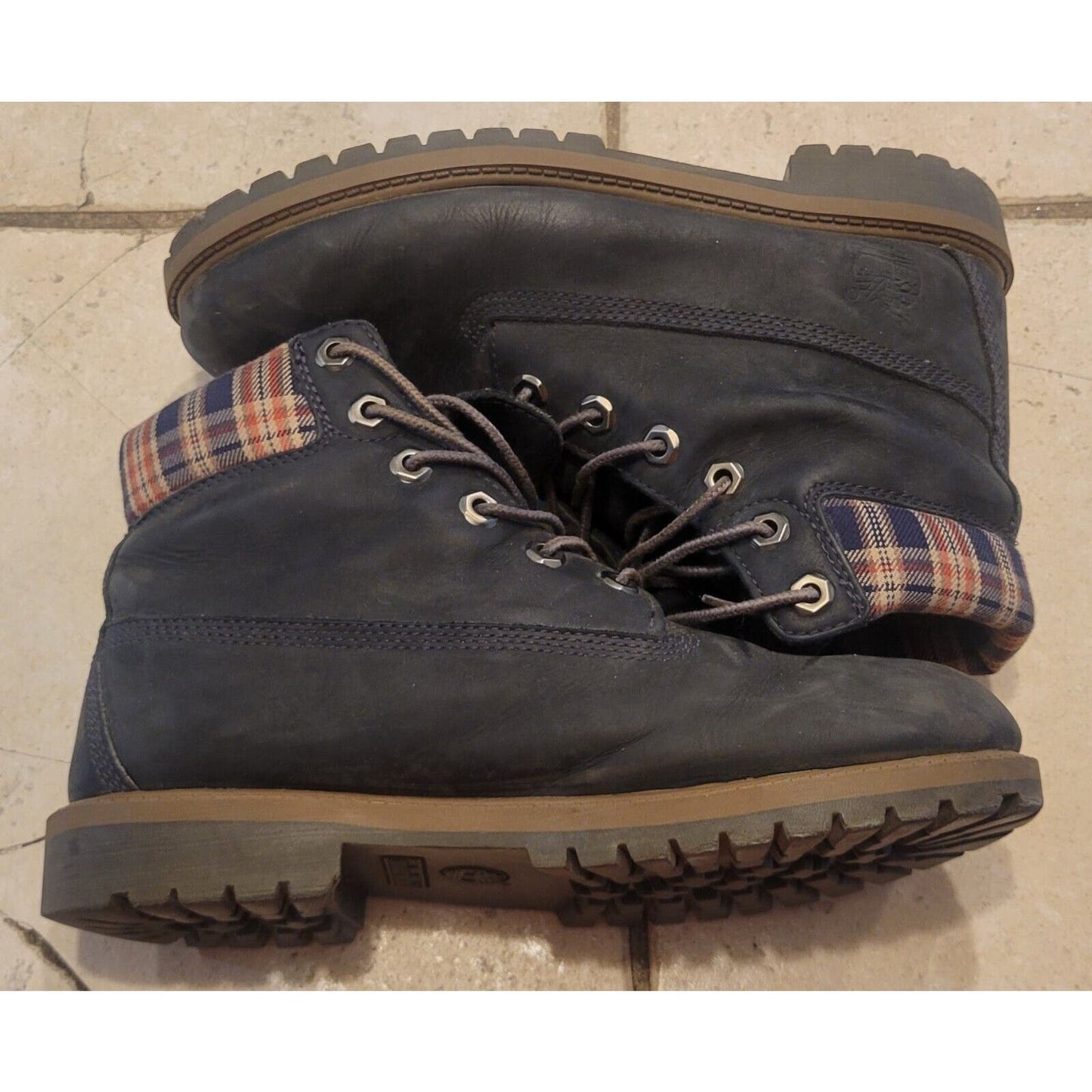 Timberland Men's Premium 6-In Waterproof Boot-Black Plaid Leather Nubuck 6M