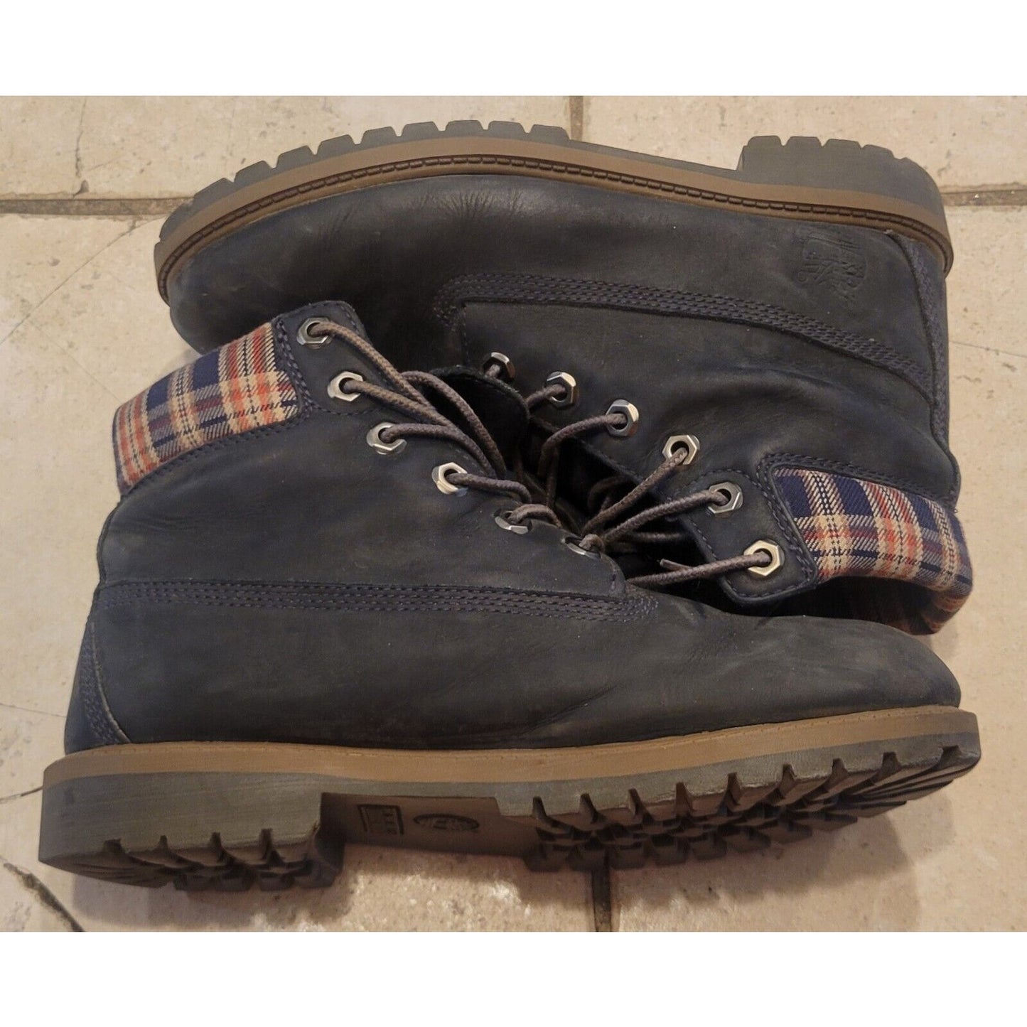 Timberland Men's Premium 6-In Waterproof Boot-Black Plaid Leather Nubuck 6M