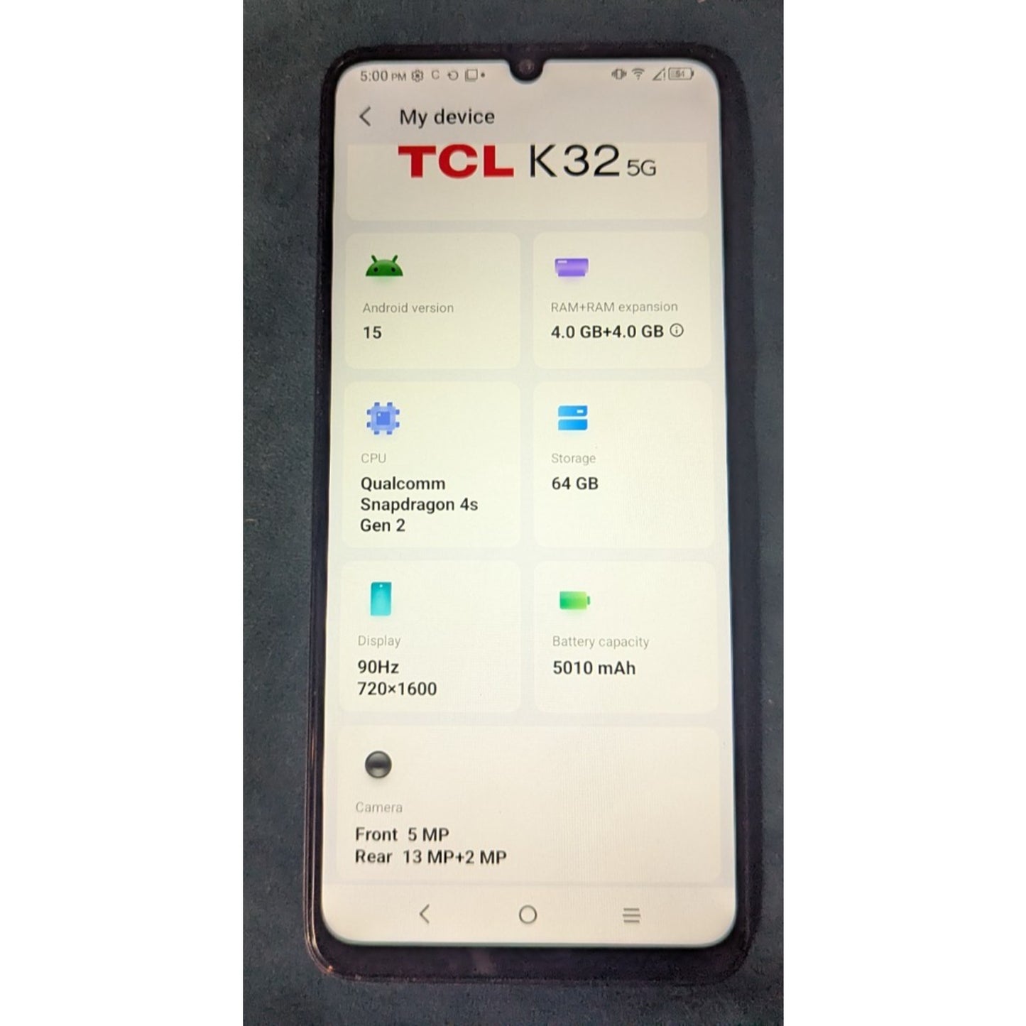 TCL K32 5G Black 64GB T513W (Metro)
