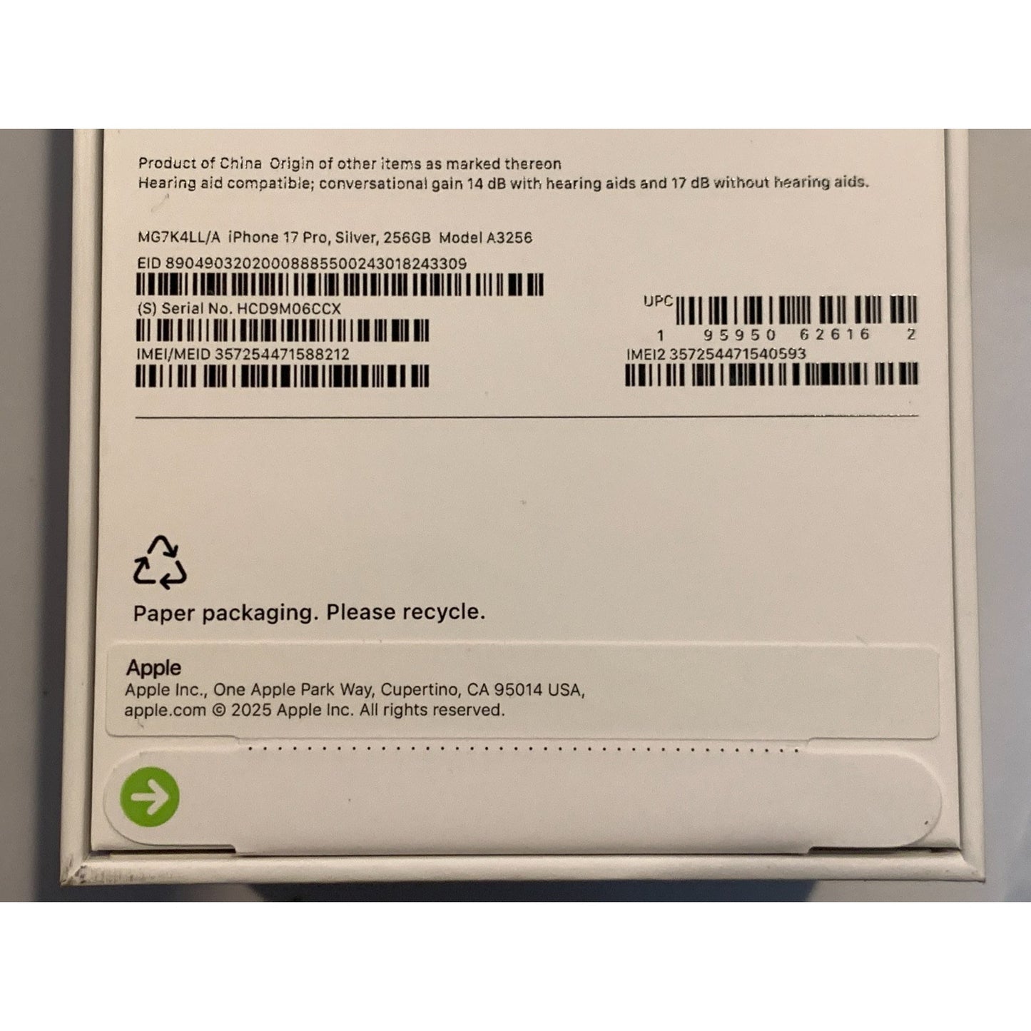 Apple iPhone 17 Pro 256 GB Silver Unlocked
