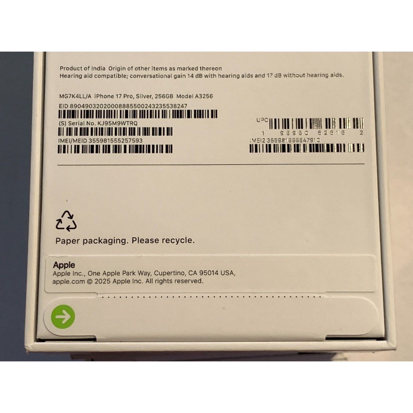Apple iPhone 17 Pro 256 GB Silver Unlocked