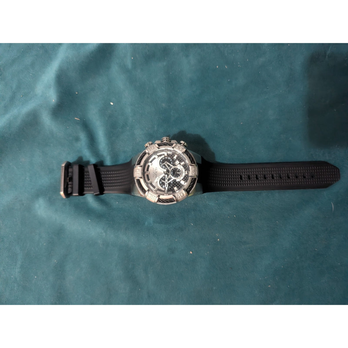 Invicta Bolt 52mm Silver Black Dial Chronograph Quarts Watch 24691