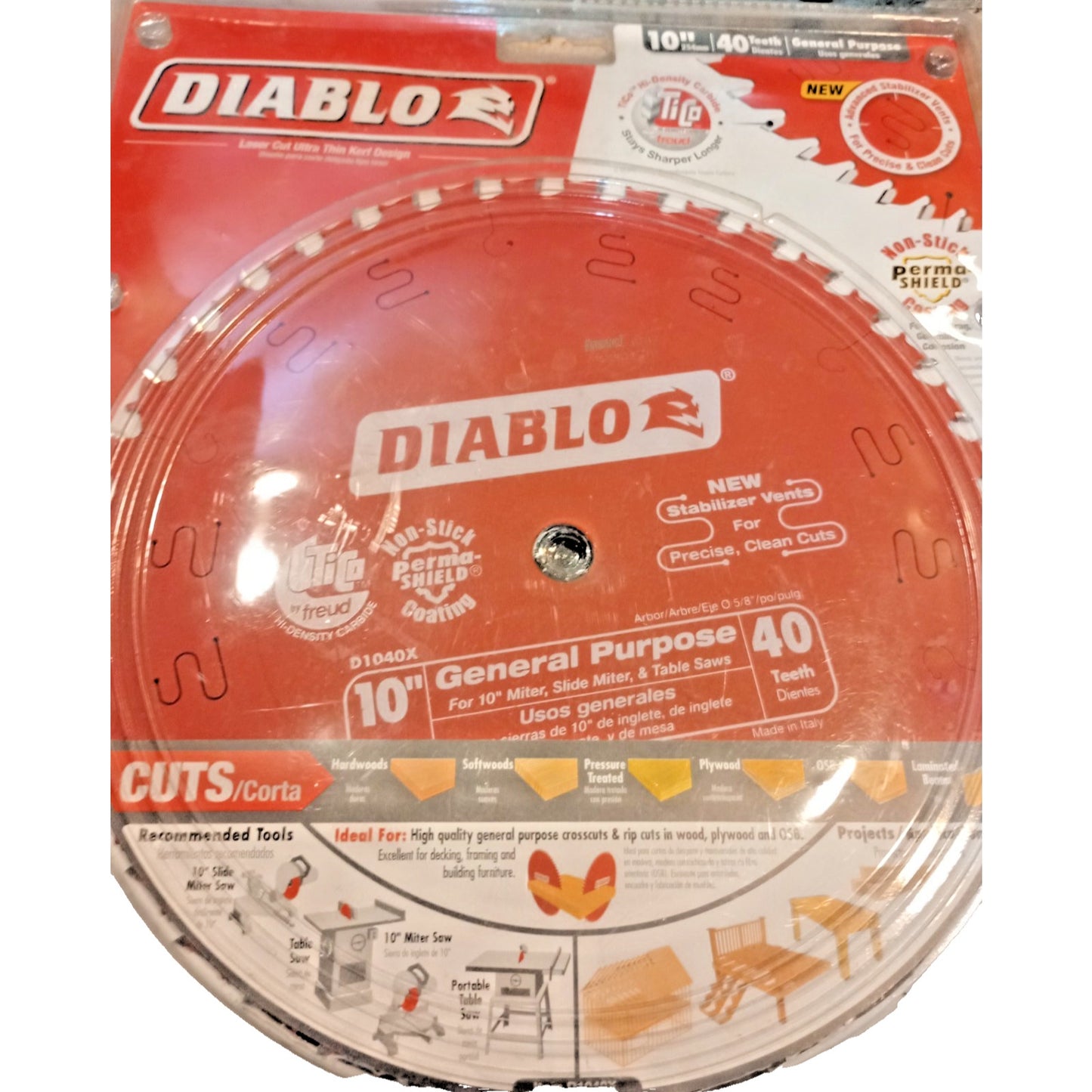 Freud D1040A Diablo 10-Inch 40-Tooth ATB General Purpose Saw Blade