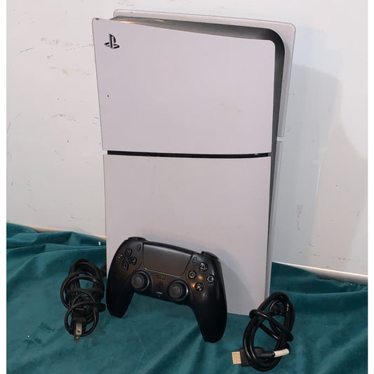 Sony PS5 Slim Digital Edition 1TB Video Game Console - White Wires & Controller