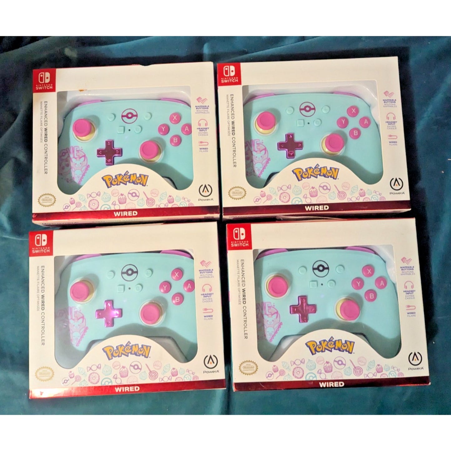 Lot of 4 Nintendo Switch Enhanced Wired Controller Manette Filaire Optimisee