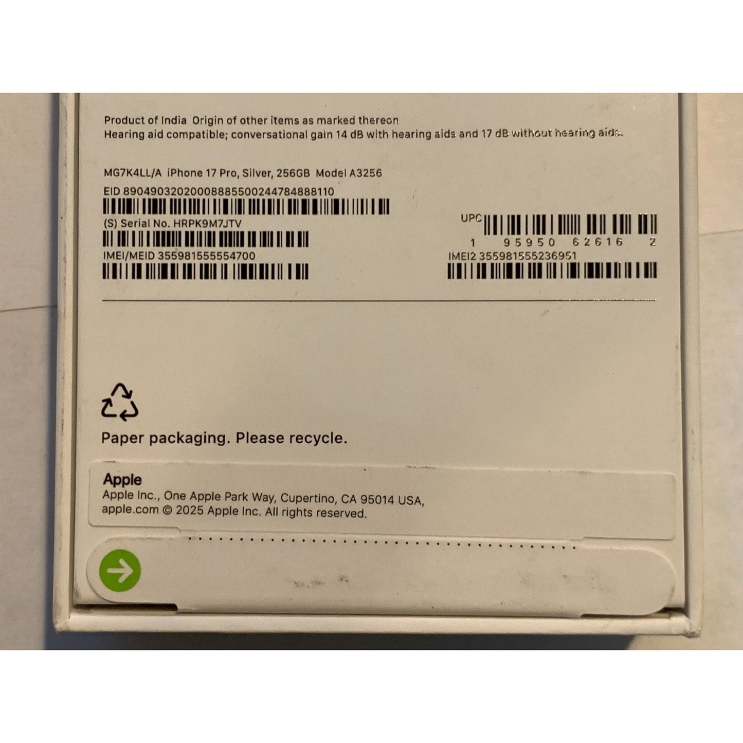 Apple iPhone 17 Pro 256 GB Silver Unlocked