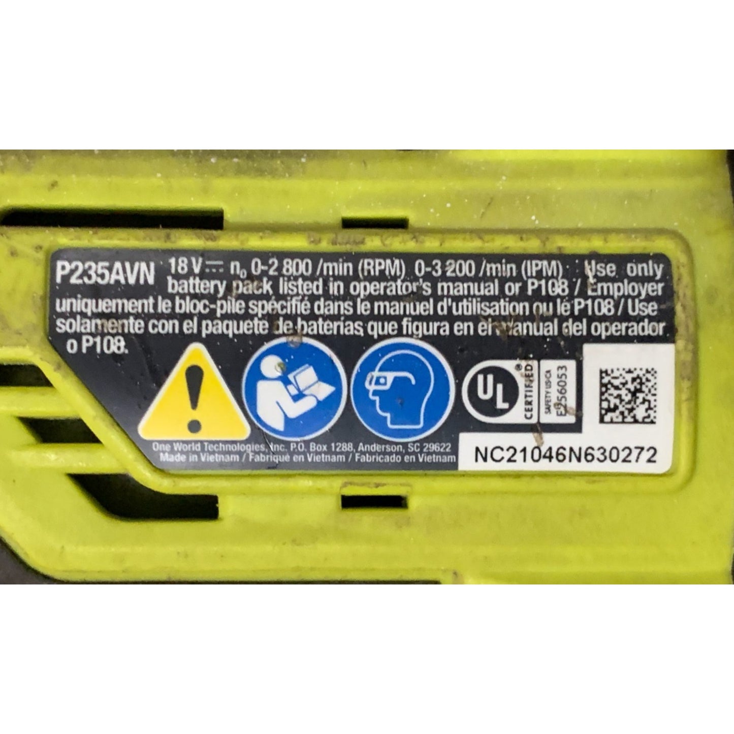 Ryobi 18V One+ 1/4 inch Cordless Impact Driver w/ 1.5 Ah P107 Battery - P235AVN