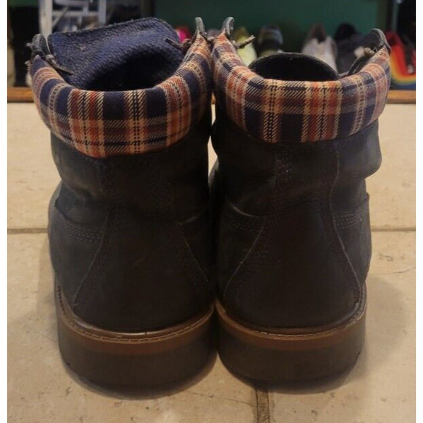 Timberland Men's Premium 6-In Waterproof Boot-Black Plaid Leather Nubuck 6M