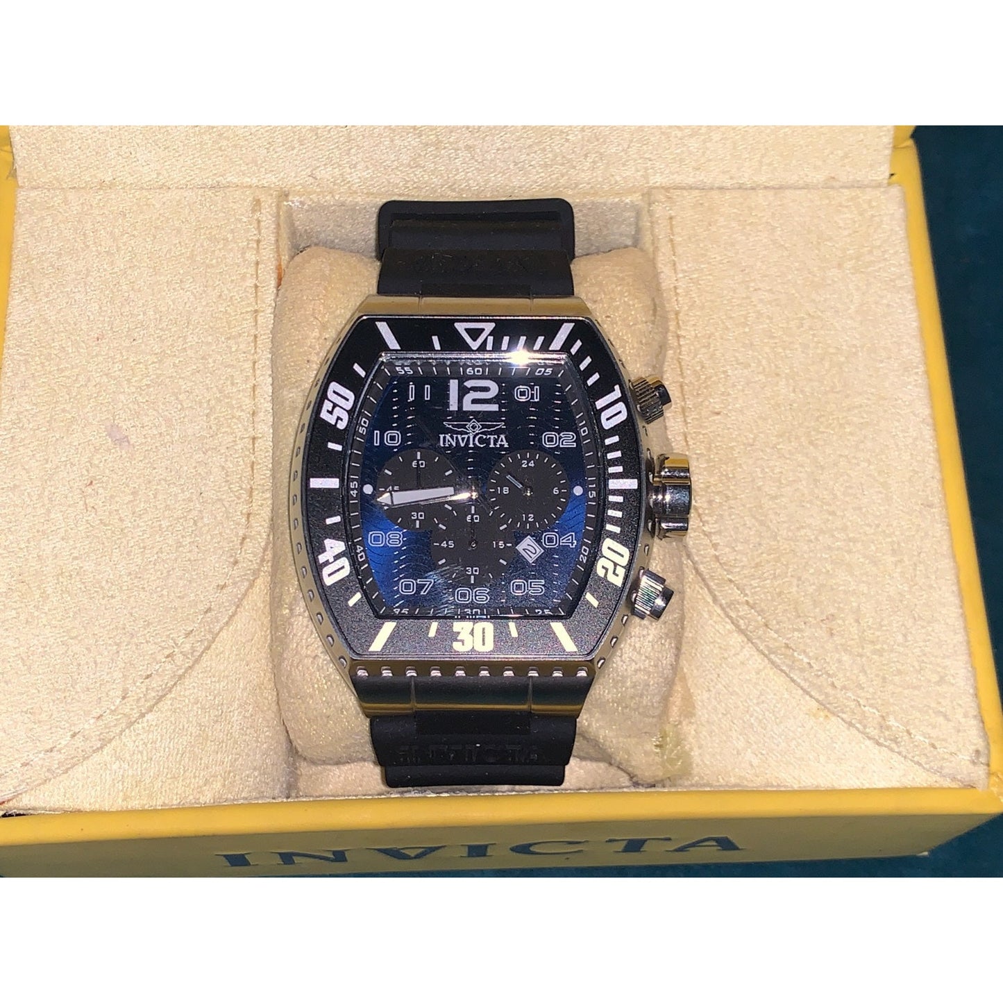 Invicta 47281 Pro Diver 51mm Airlock Men's Chronograph Blue Dial Silicone Strap