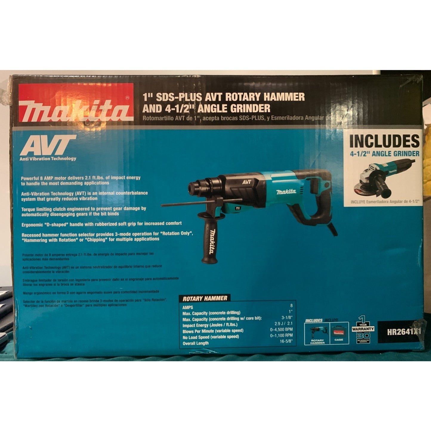 Makita HR2641X1 1" Rotary Hammer Angle Grinder Set
