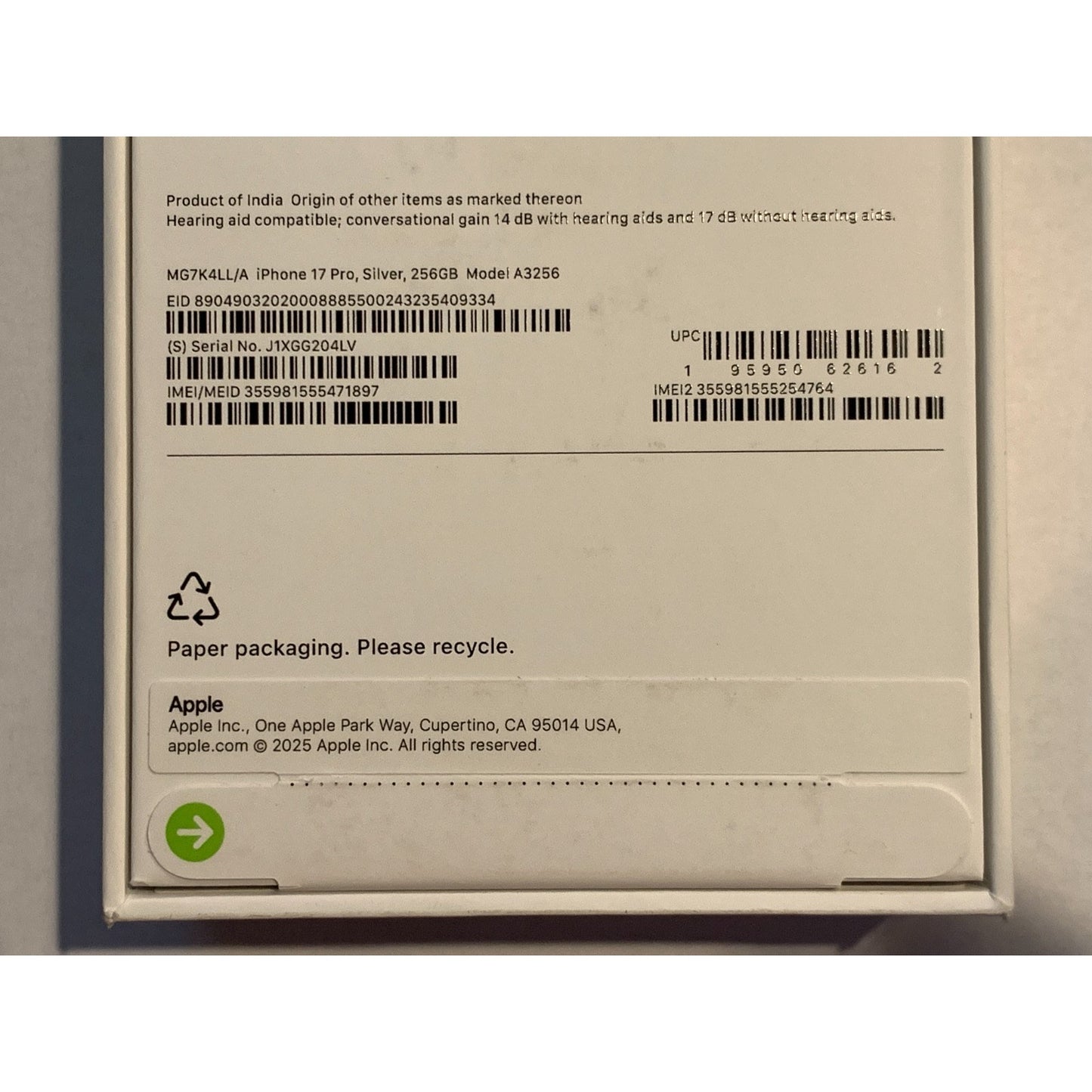 Apple iPhone 17 Pro 256 GB Silver Unlocked