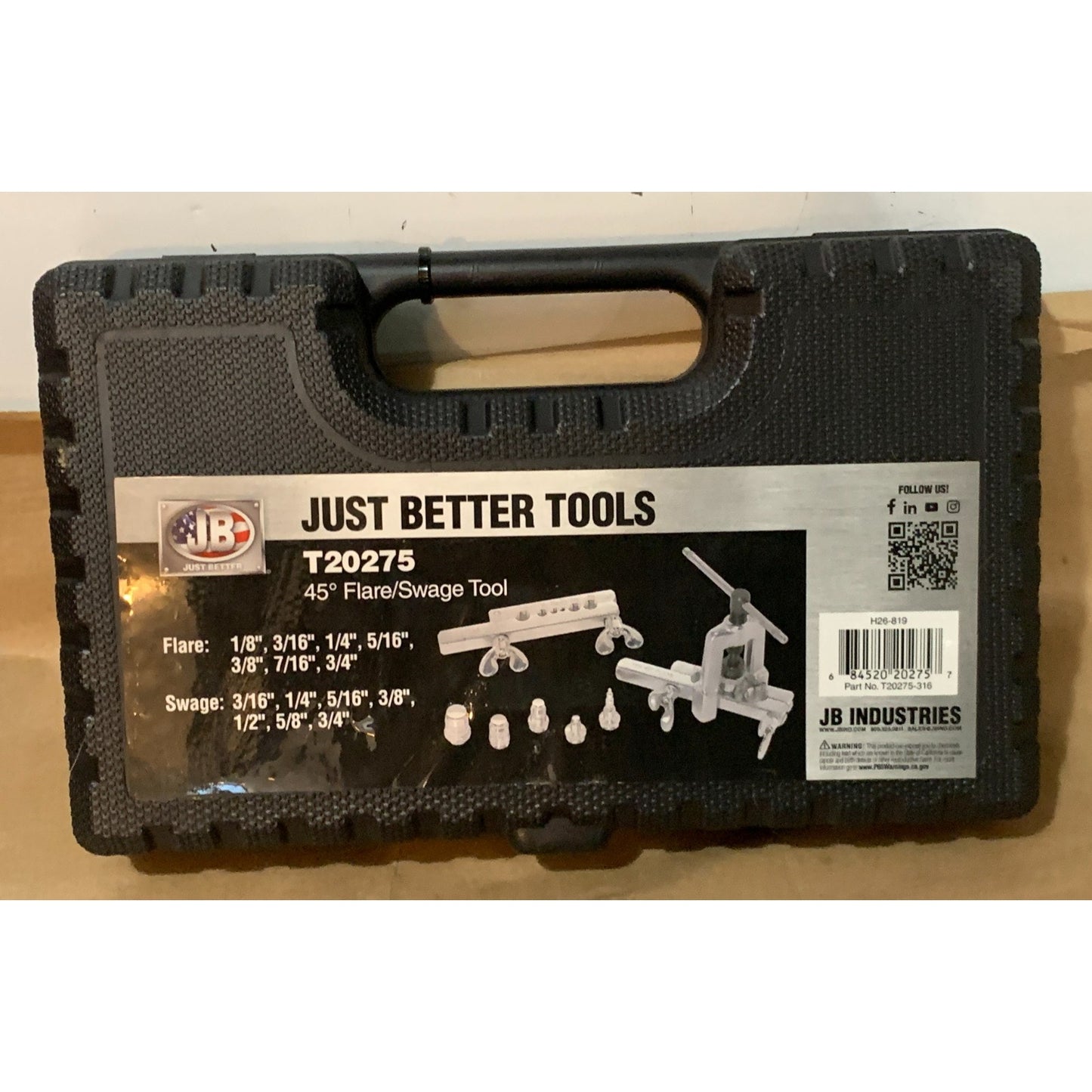 JB INDUSTRIES T20275 FLARE/SWAGE TOOL (EPJ028766)