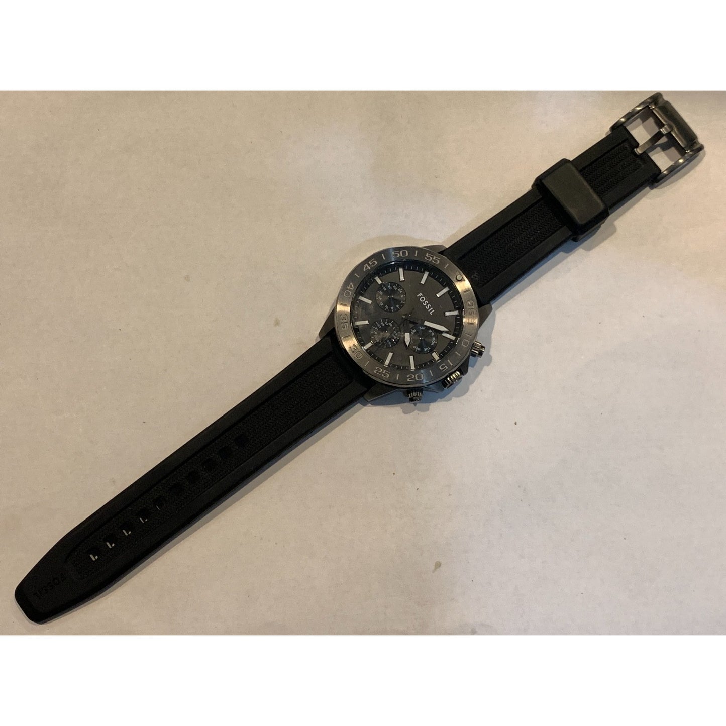 Fossil Bannon BQ2711 Men's Multifunction Gunmetal Black Silicone Watch