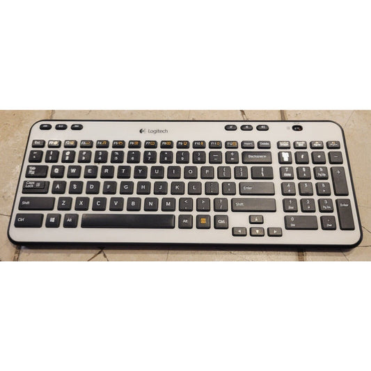 Logitech K360 Y-R0017 Wireless White w/ Black Keys Full Size Keyboard W/ Dongle
