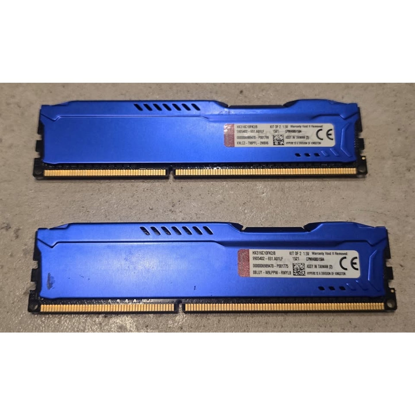 HyperX Kingston Gury 8GB 1600MHZ DDR3 Ram Sticks / HX316C10FK2/8 /