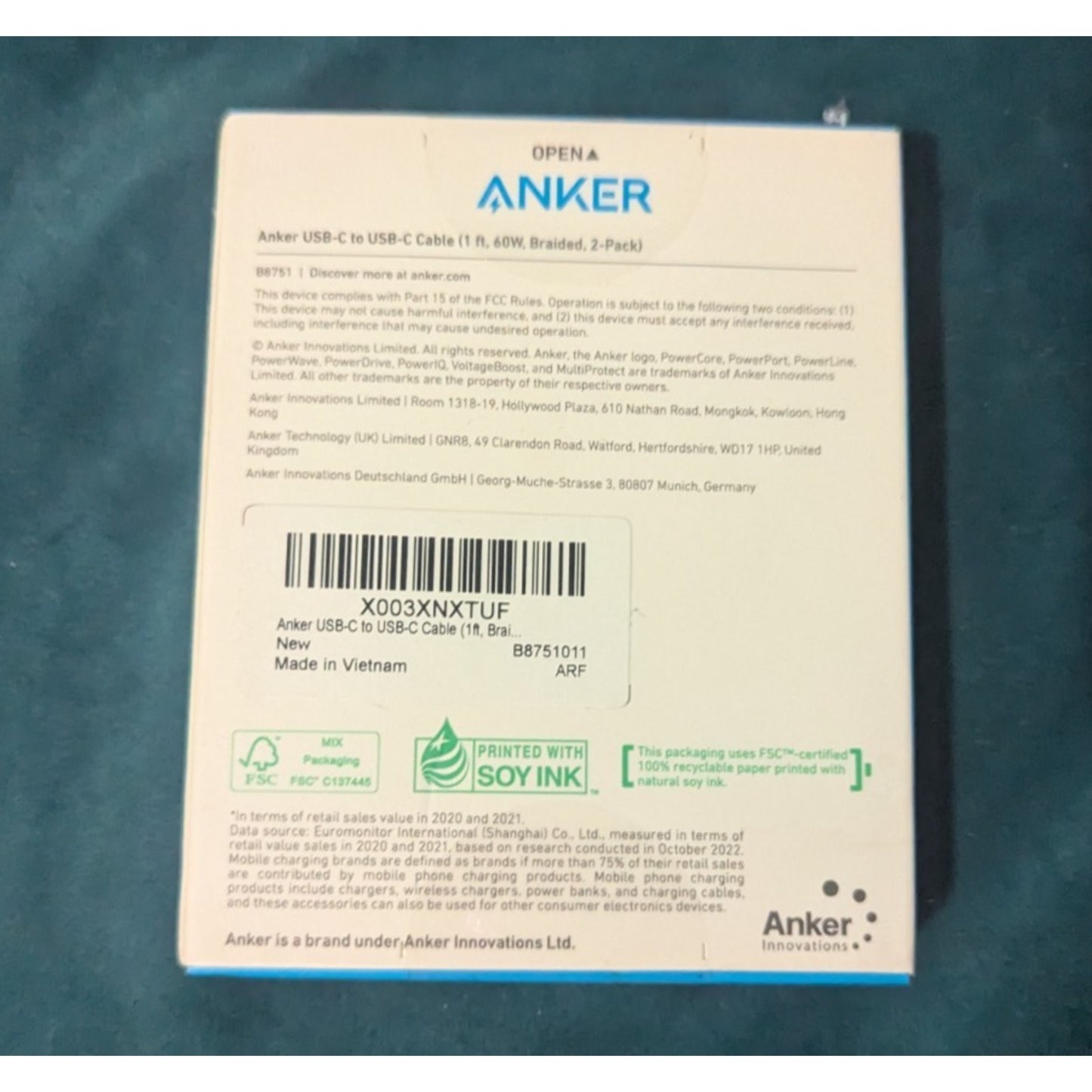 Anker USB-C to USB-C Cable (1 ft), 60W Fast Charging (75 COUNT)