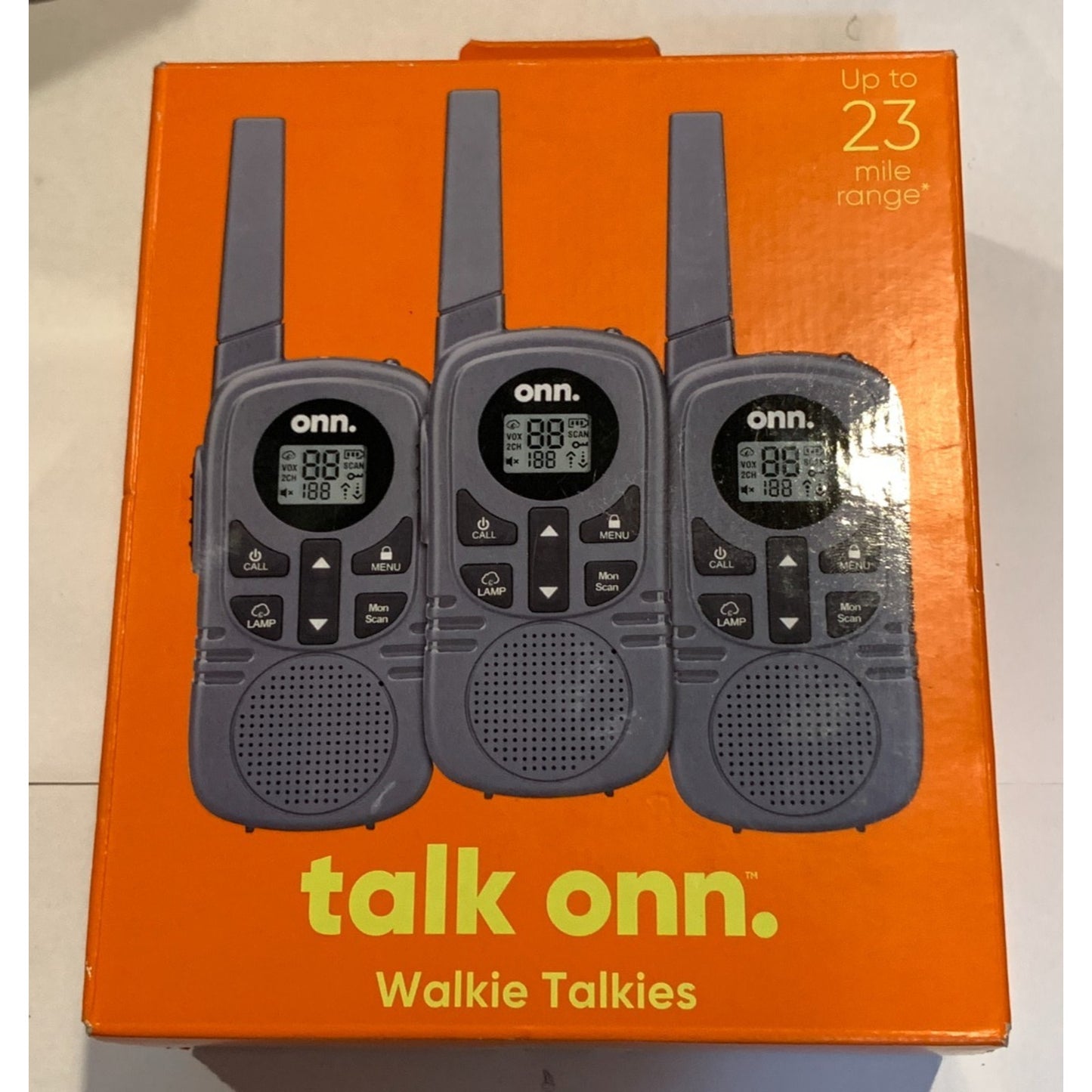 ONN. TALK ONN. 23 MILE WALKIE TALKIE 3 PACK
