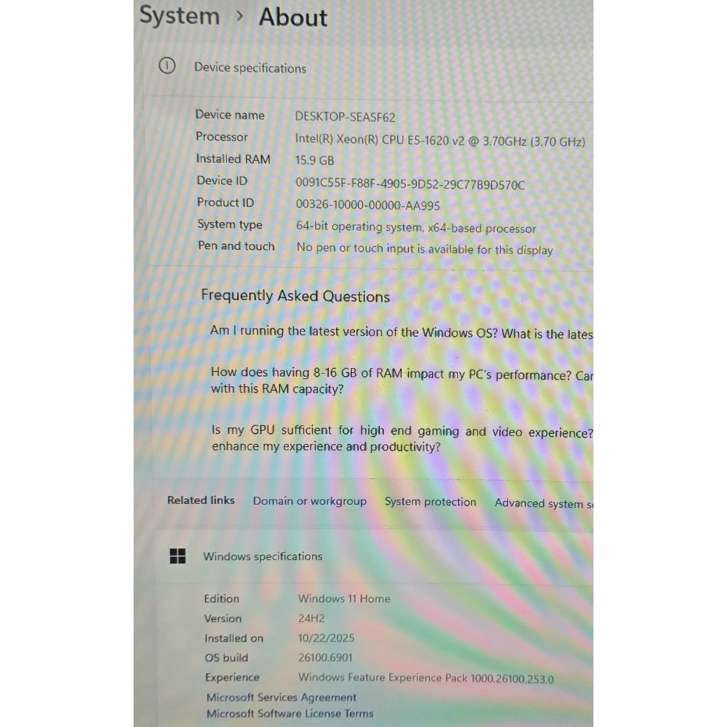 Custom Gaming Desktop / Intel Xeon E5-1620 / GTX 1650 / 512SSD / 16Ram /