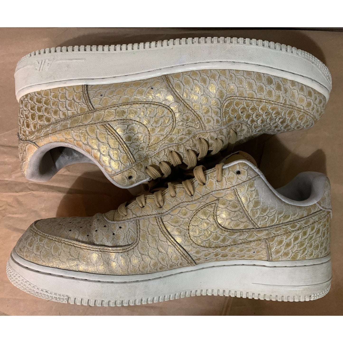 2016 Nike Air Force 1 Low 07 LV8 Rare Gold Snakeskin Men’s Size 12 718152-701