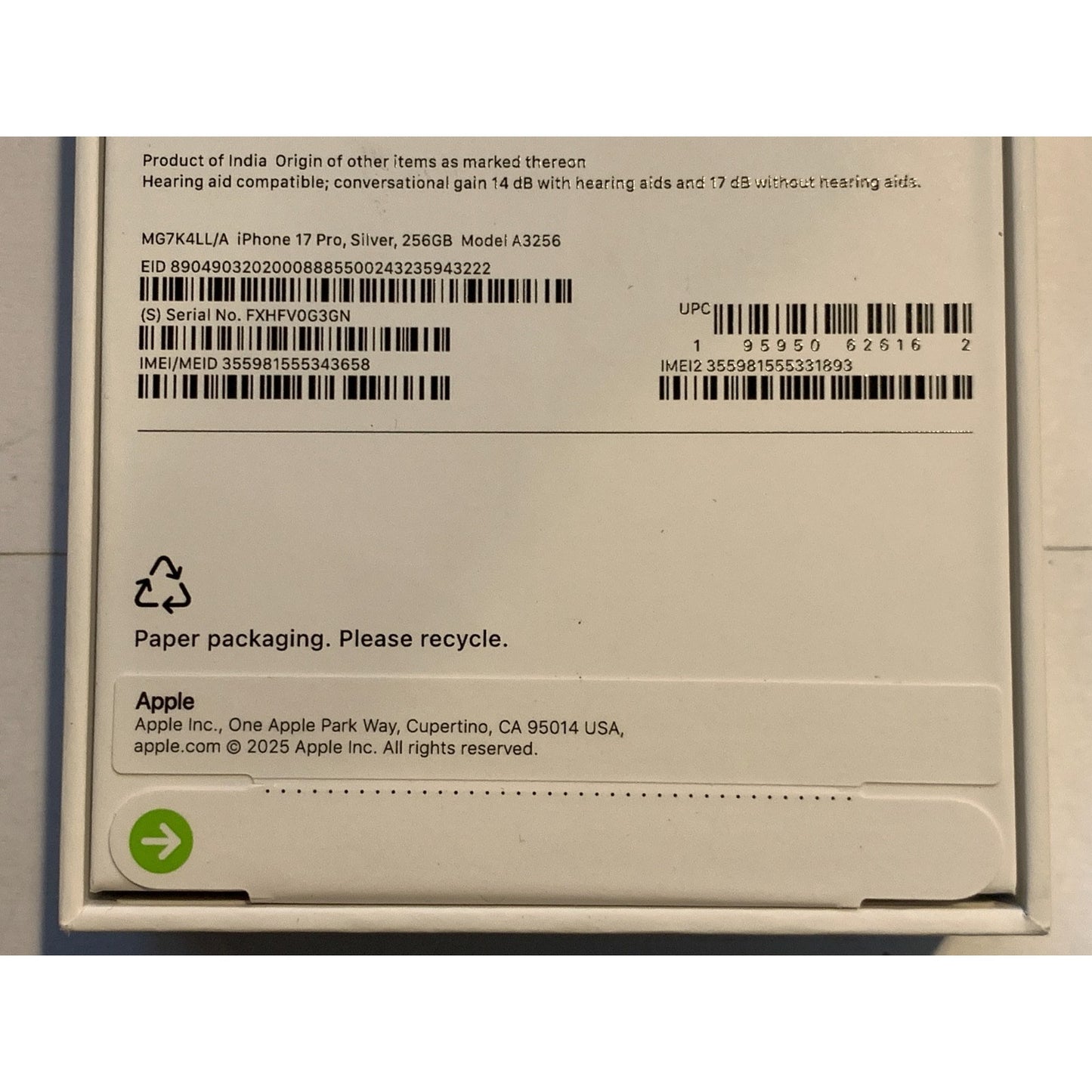 Apple iPhone 17 Pro 256 GB Silver Unlocked