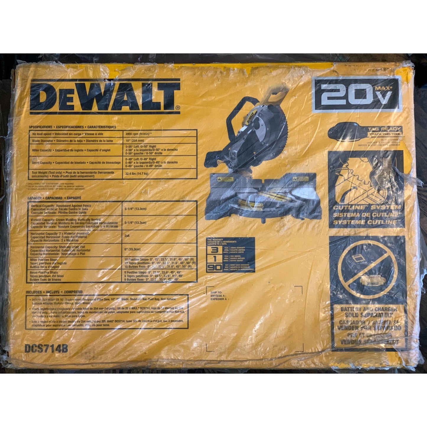 DEWALT DCS714B 10" 20-VOLT MAX DUAL BEVEL COMPOUND MITER SAW (tool only)