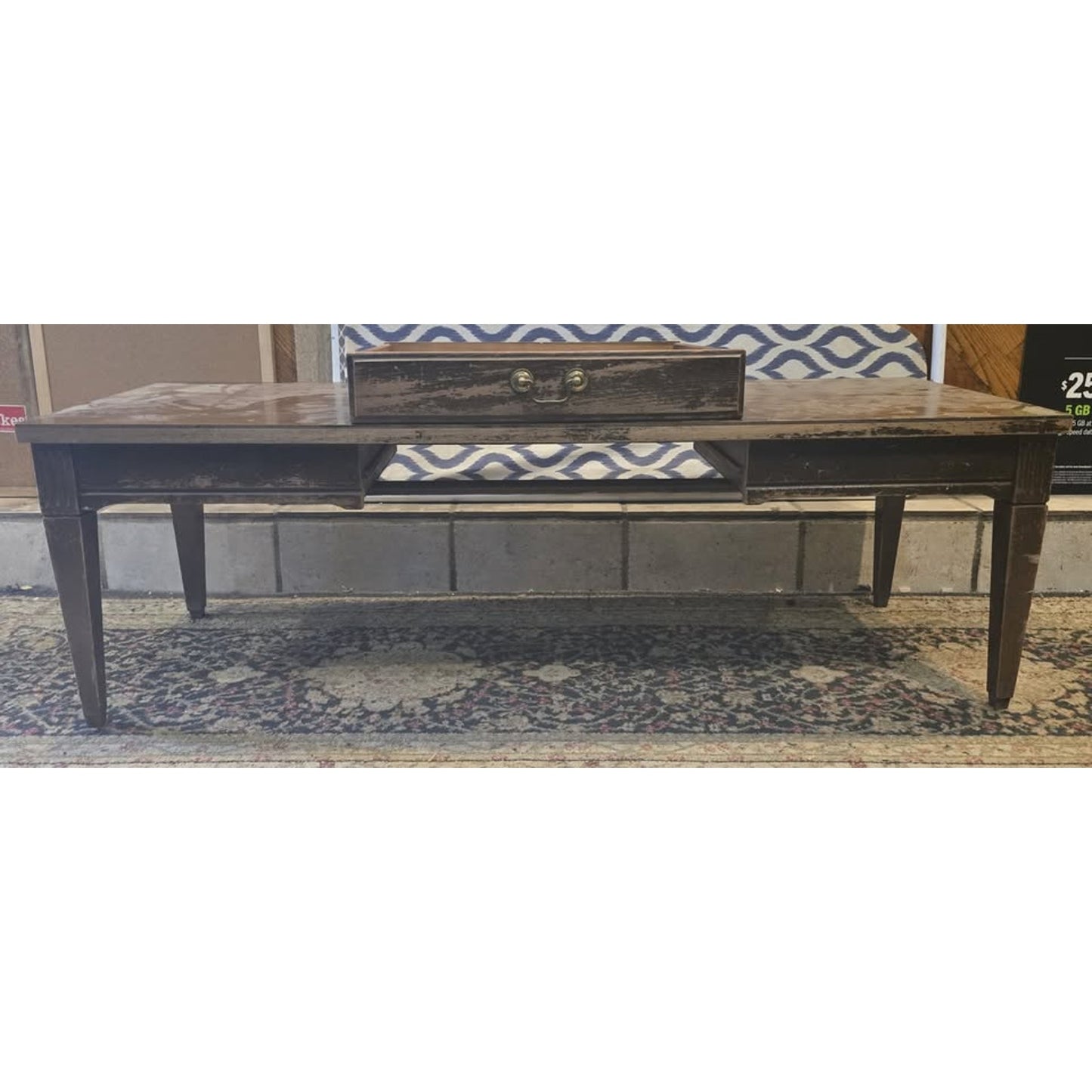 Wooden Table With Drawer 48L x 17W x 16H