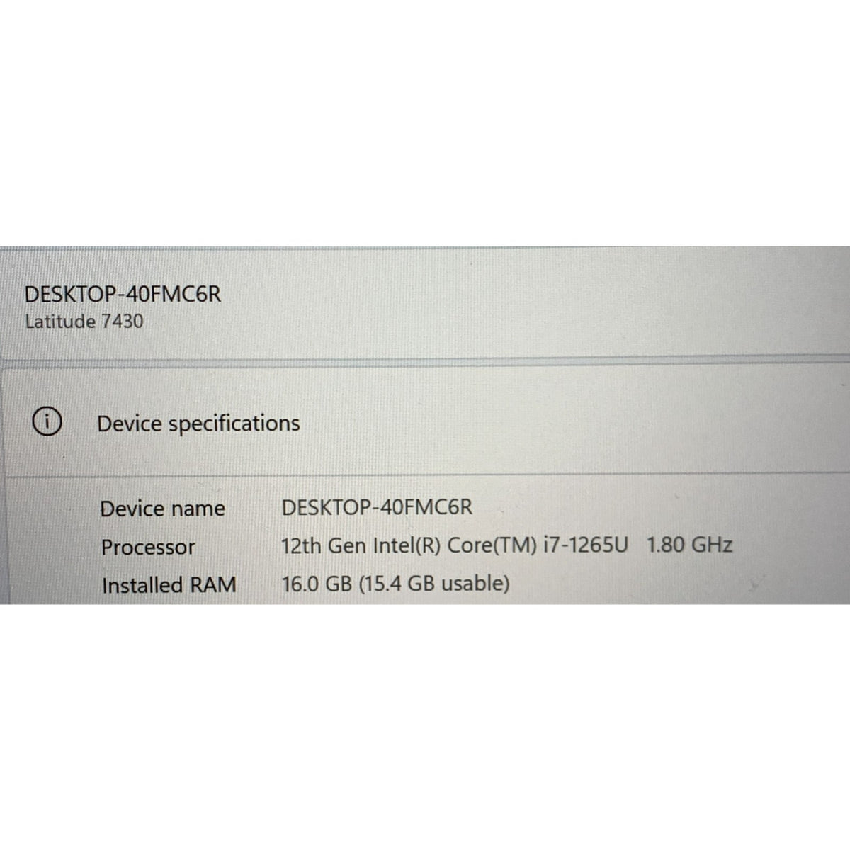 DELL LATITUDE 7430 14" i7-1265u 16GB RAM 256GB SSD