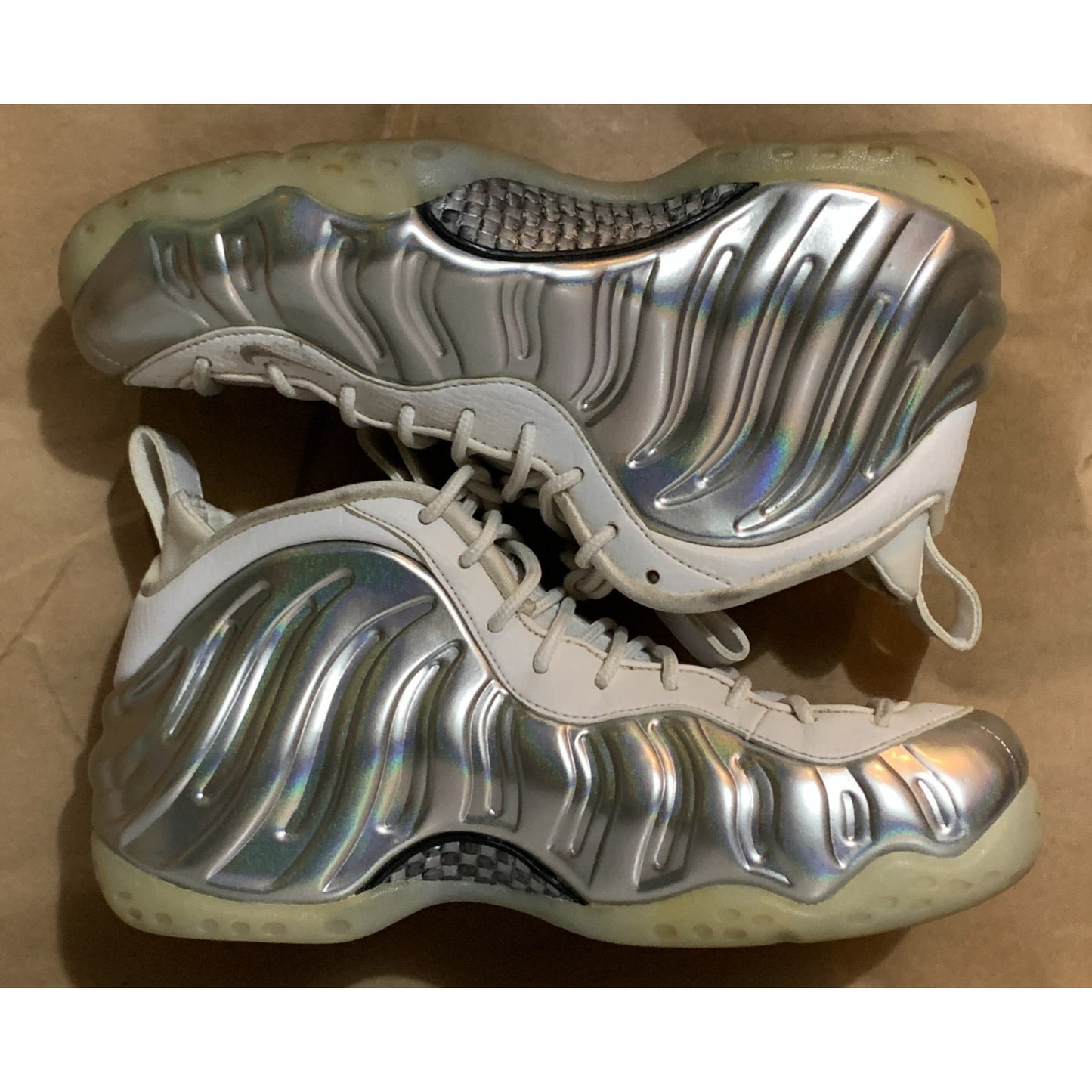 Nike Air Foamposite One White Chrome AA3963-100 Size 7.5m