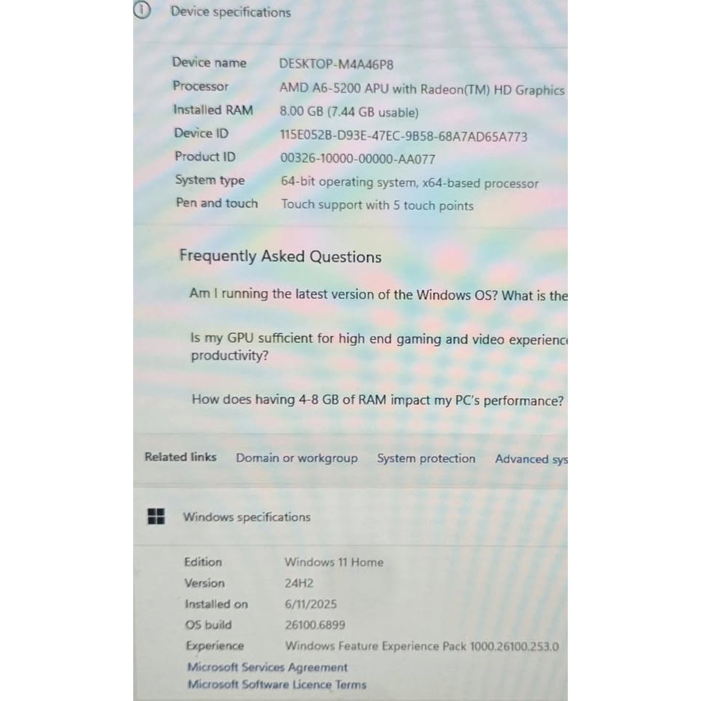 HP Pavilion 23 Touchscreen Desktop / All in One / AMD A6 5200 / 1TB HDD / 8GB Ram / 34-H024 /