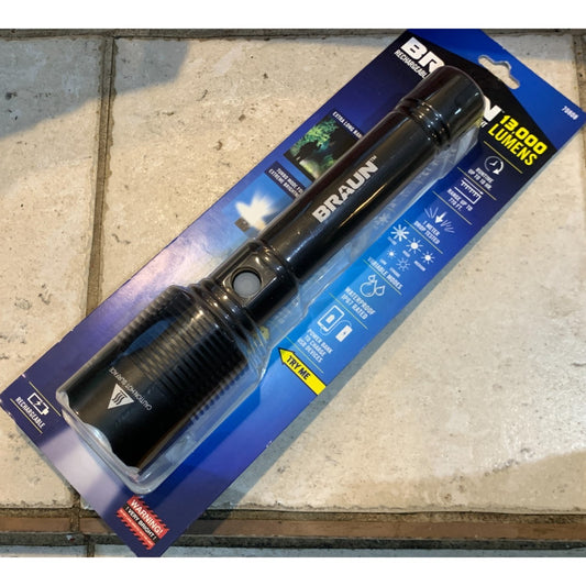 Braun Rechargeable Waterproof Flashlight 13,000 Lumens