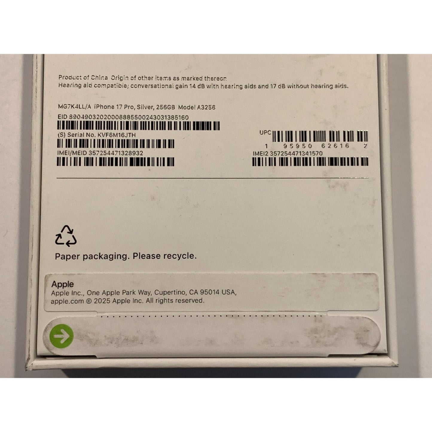 Apple iPhone 17 Pro 256 GB Silver Unlocked
