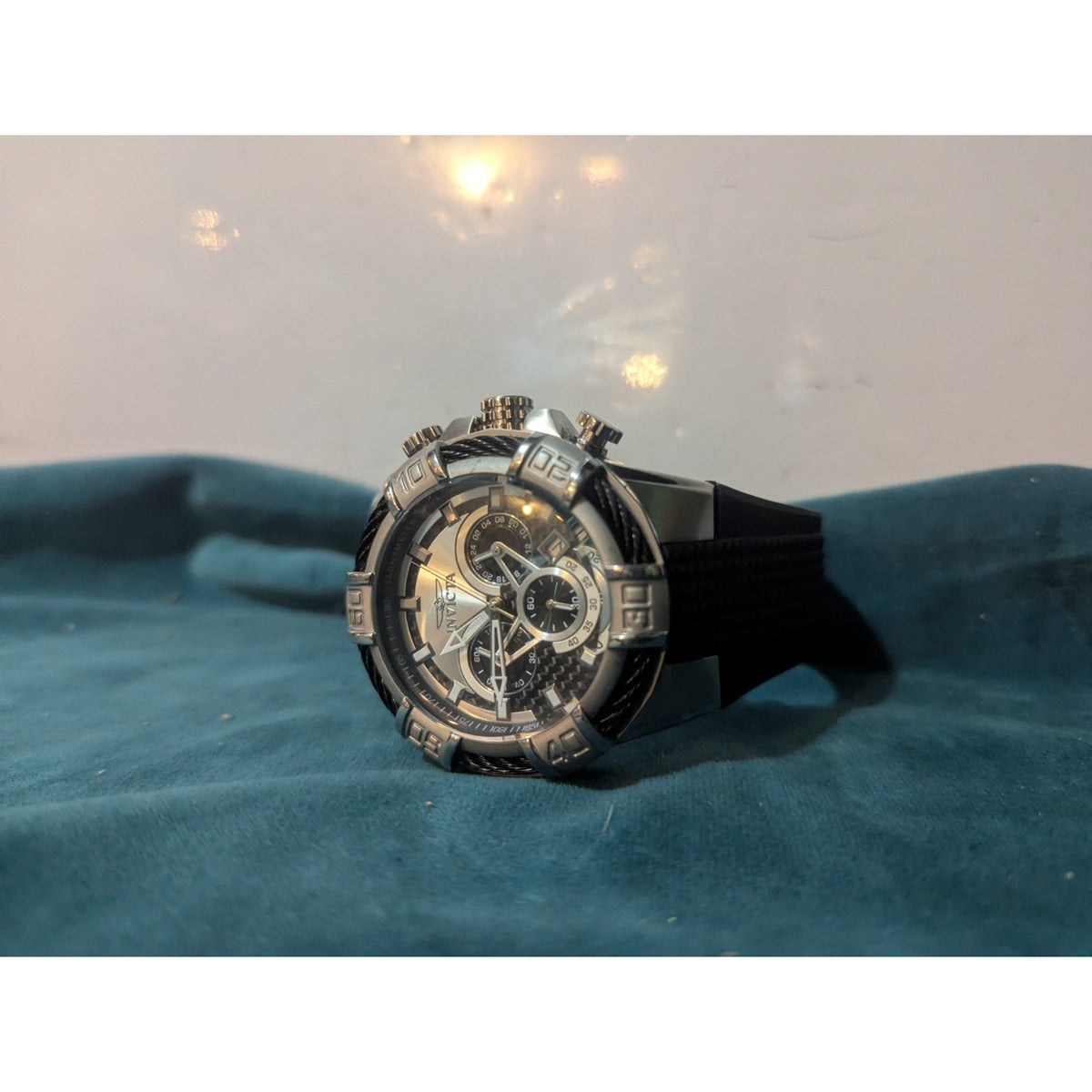 Invicta Bolt 52mm Silver Black Dial Chronograph Quarts Watch 24691