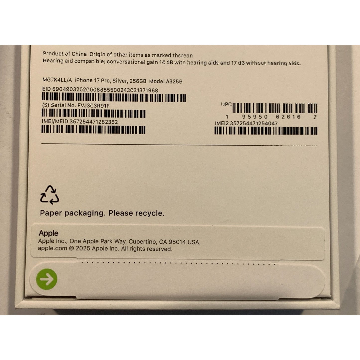 Apple iPhone 17 Pro 256 GB Silver Unlocked