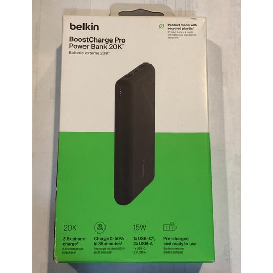 Belkin Boost Charge Black POWER BANK 20k - 20W PD, 2 USB, 1 USB-C Ports