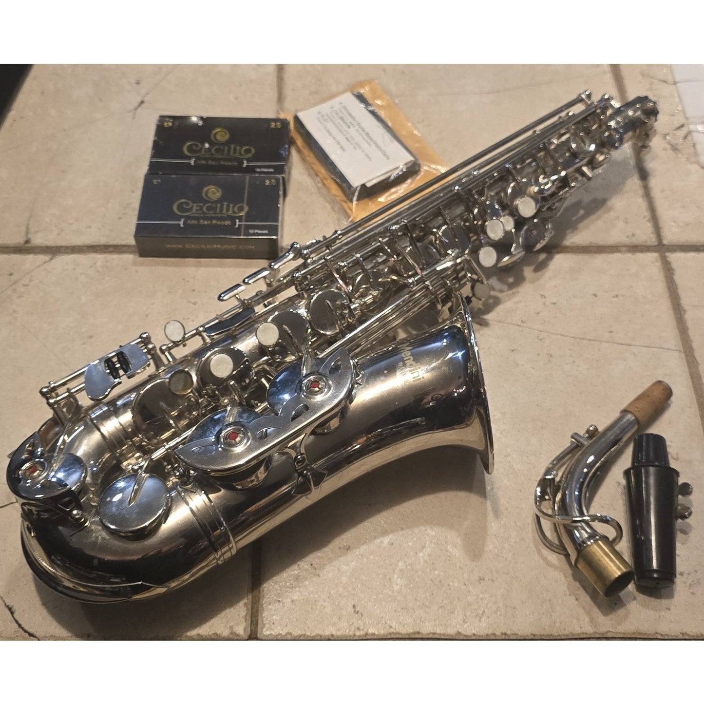 SC-9937 Curved Neck Soprano Saxophone B Flat Silver Plated Sax With Mouthpiece