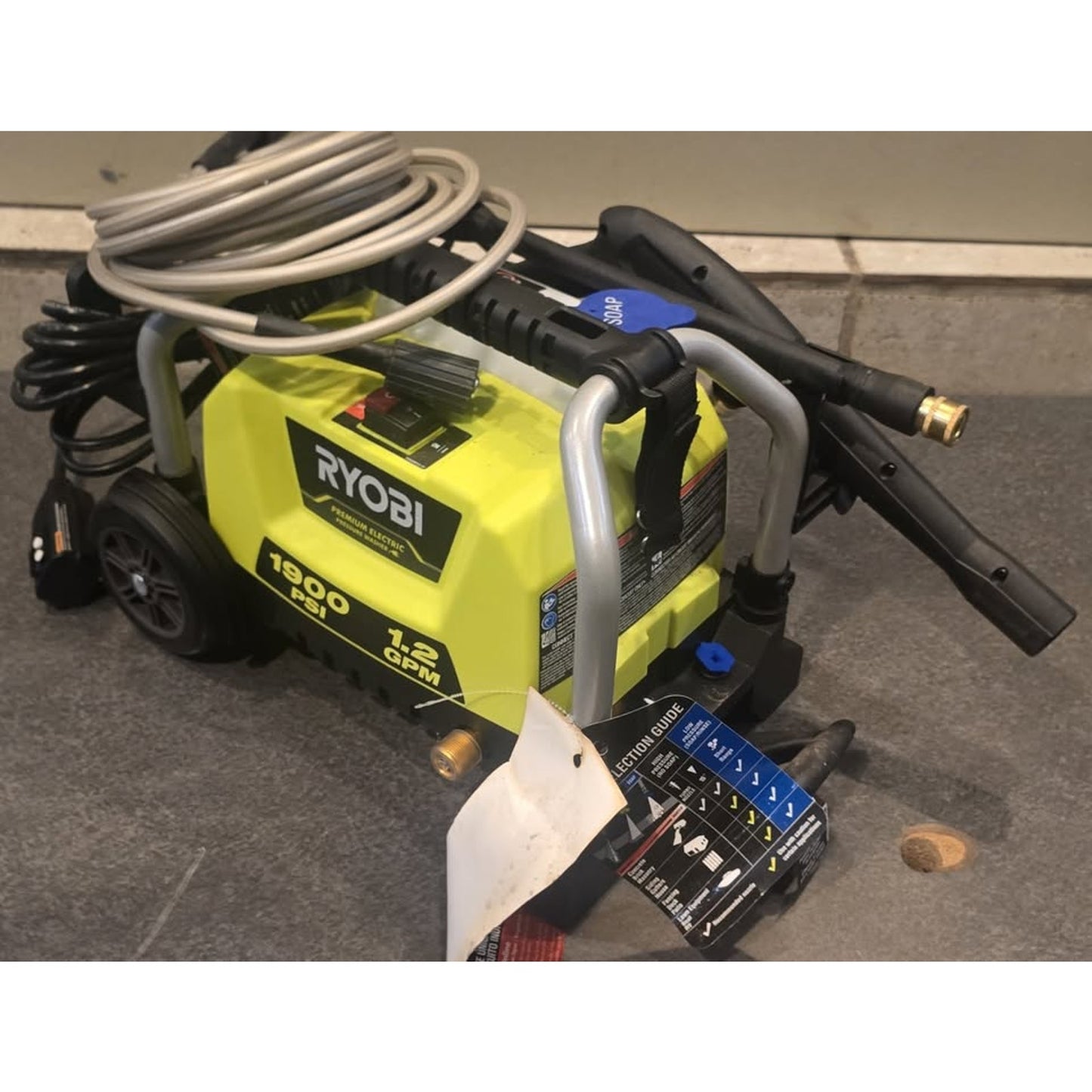 Ryobi 1900 PSI 1.2 GPM Cold Water Wheeled Electric Pressure Washer / RY1419MTVNM /