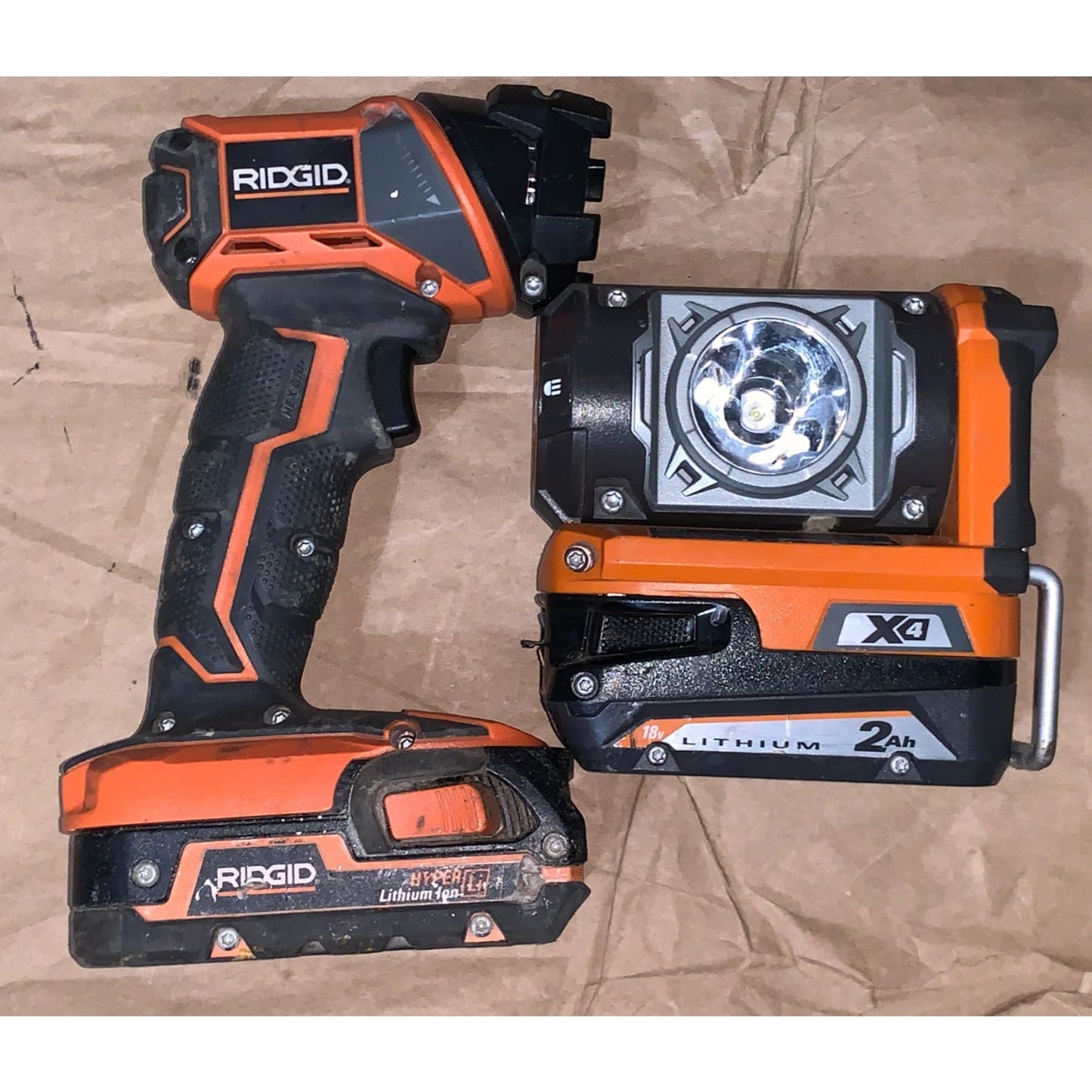Ridgid 6 Piece lot (CircleSaw, drill driver, drill, worklight, light, charger)