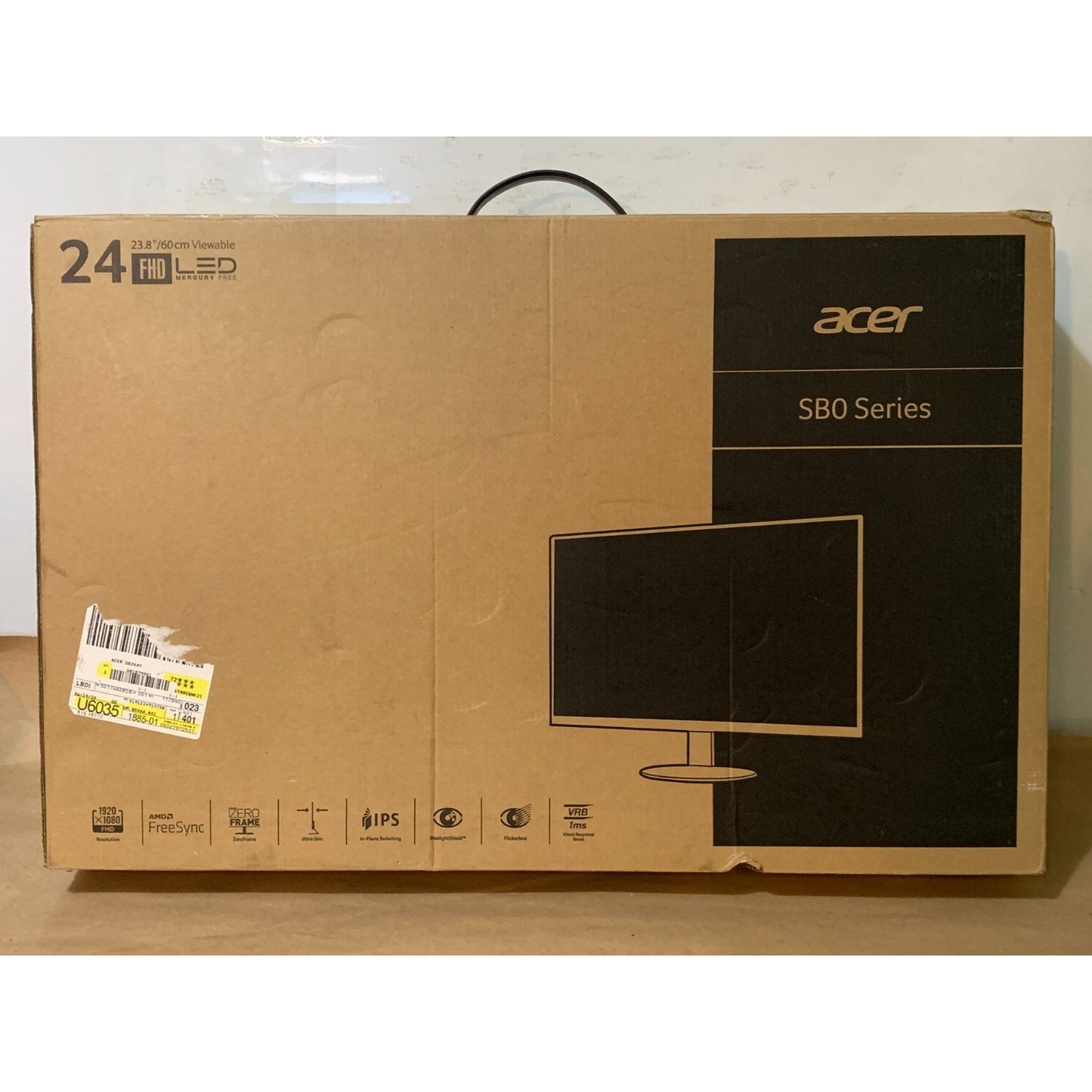 Acer SB240Y Bbix 23.8” Ultra-Thin Zero-Frame IPS Monitor FREESYNC Black