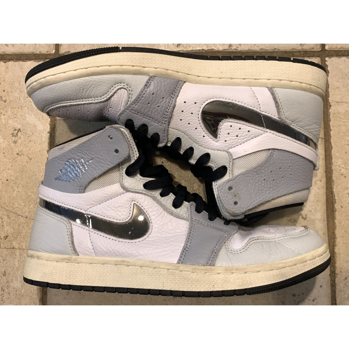 Air Jordan 1 Zoom CMFT 2 Metallic Silver Sneakers Size 10 FJ4652-100(NO SOLES)