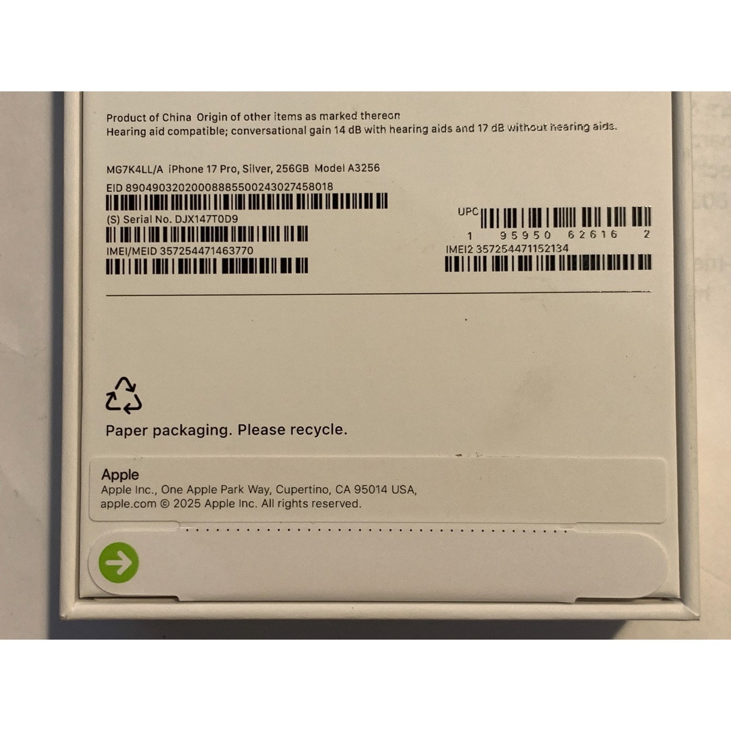Apple iPhone 17 Pro 256 GB Silver Unlocked