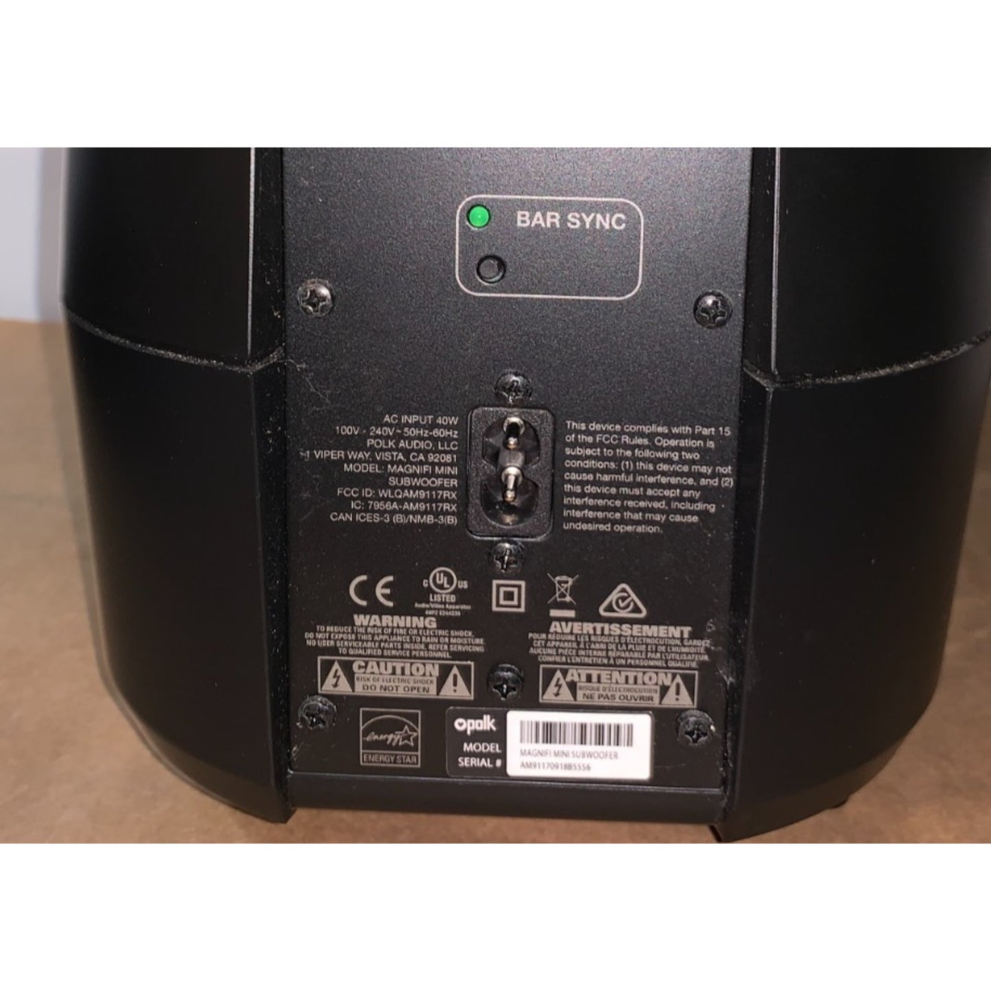Polk MagniFi Mini Home Theater Soundbar Bluetooth Speaker Subwoofer Remote WORKS