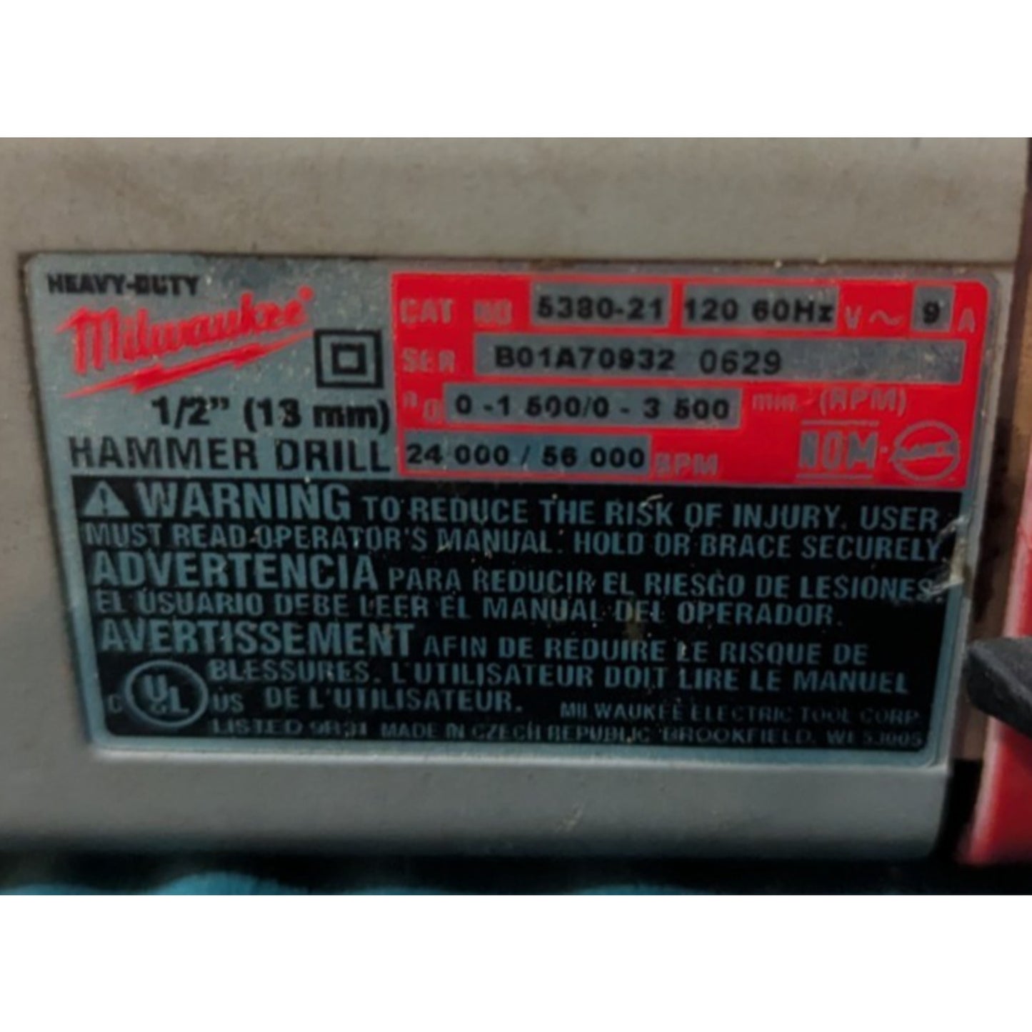 Milwaukee 5380-21 1/2-Inch Heavy Duty Hammer Drill