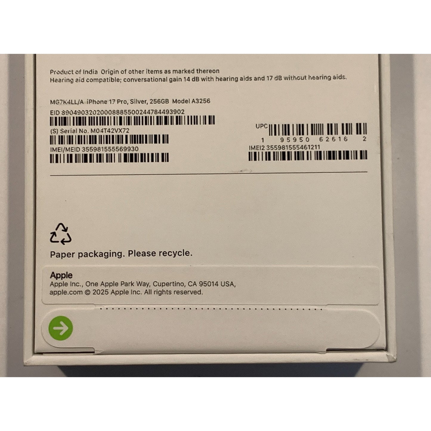 Apple iPhone 17 Pro 256 GB Silver Unlocked