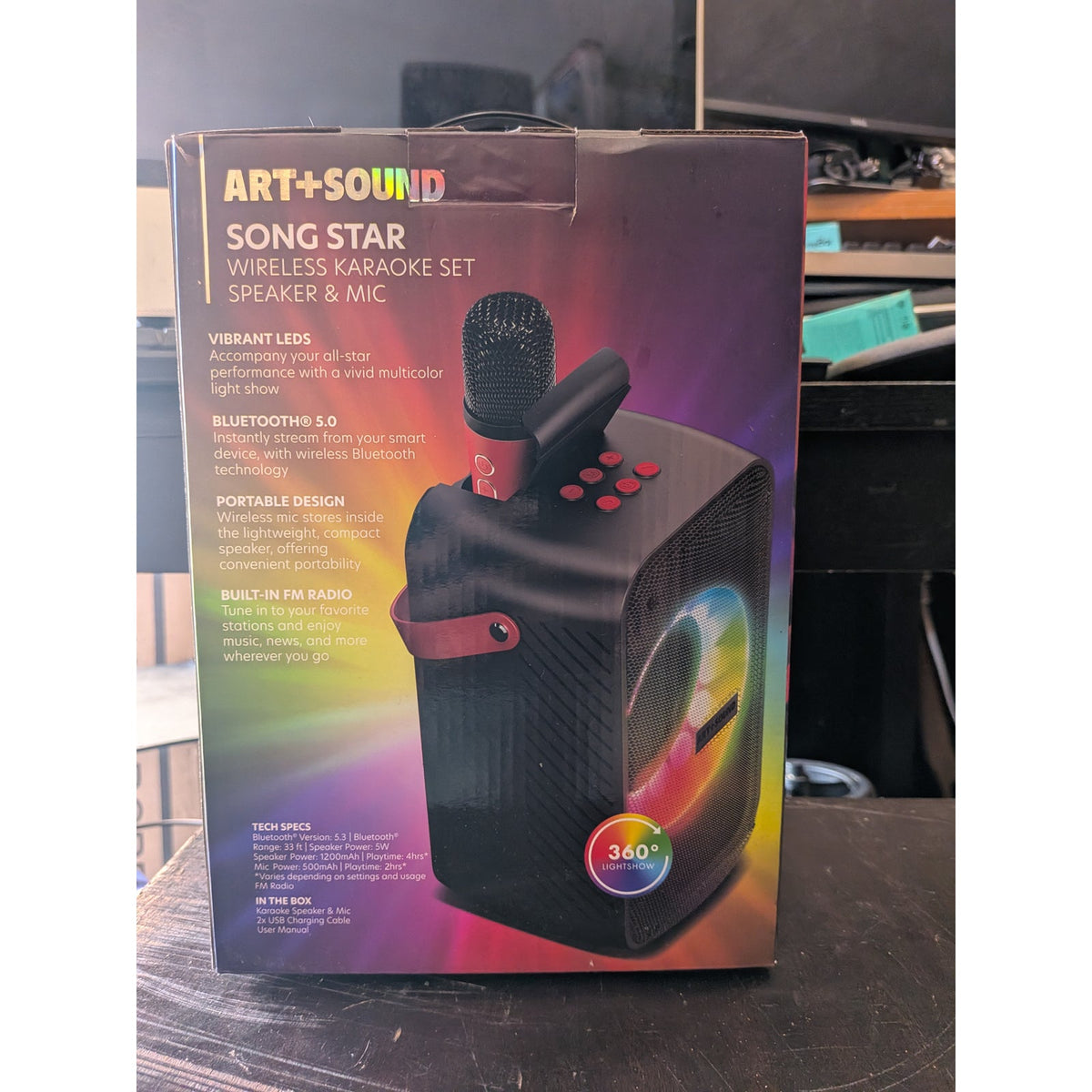 ART+SOUND Song Star Wireless Karaoke Set Bluetooth 5.3 Vibrant LEDs Mic