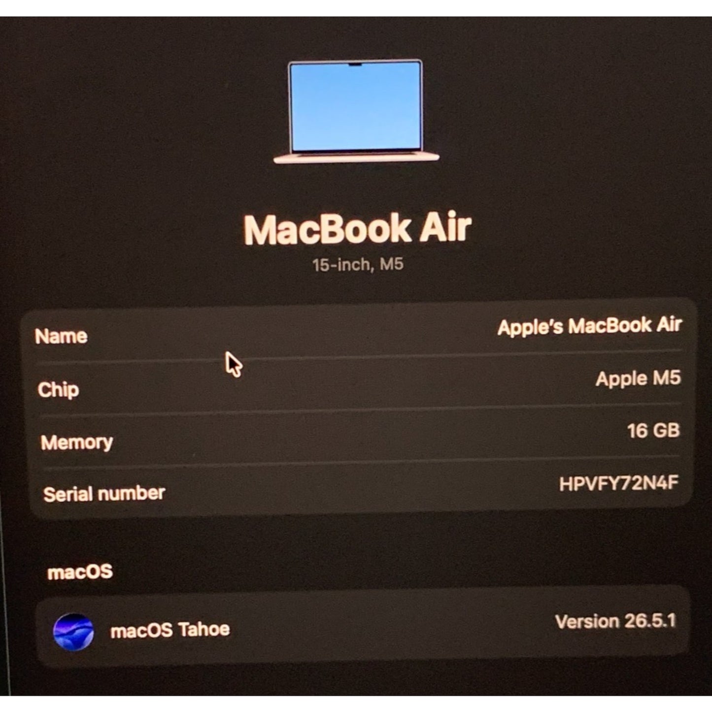 2026 Apple MacBook Air 15" M5 8C GPU 4.6GHz 16GB RAM 512GB SSD A3448
