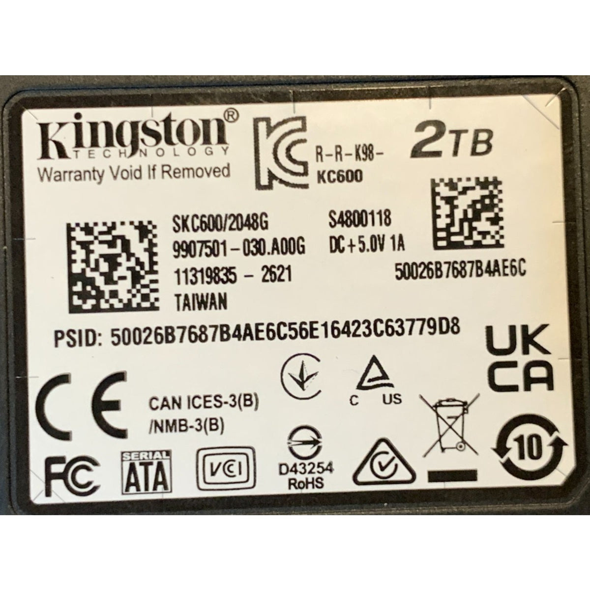 Kingston KC600 2TB 3D TLC NAND 2.5 in SATA III Internal SSD (SKC600/2048G)