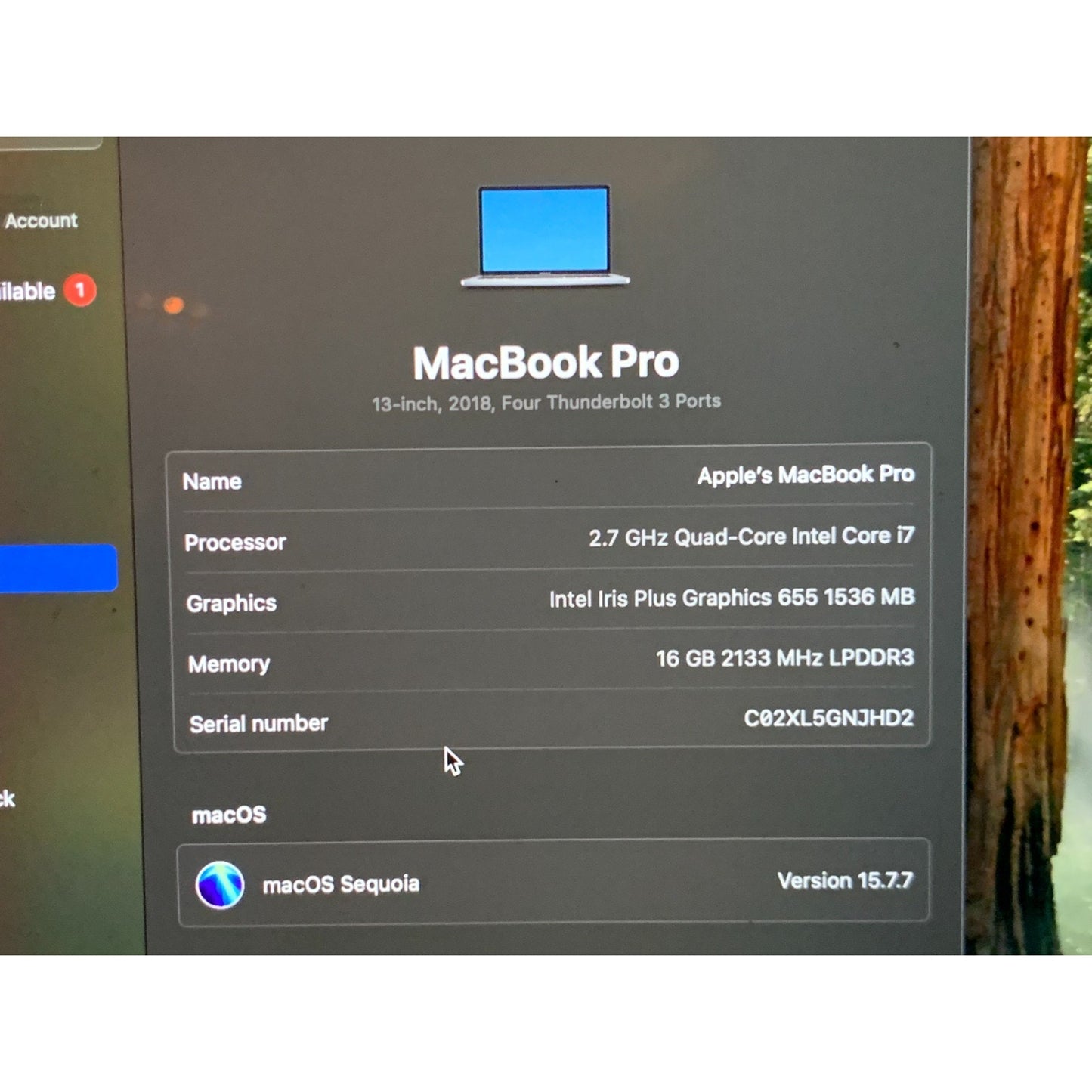 2018 Apple MacBook Pro 13" i7 2.7GHz/16GB/512GB - (Space Gray) A1989