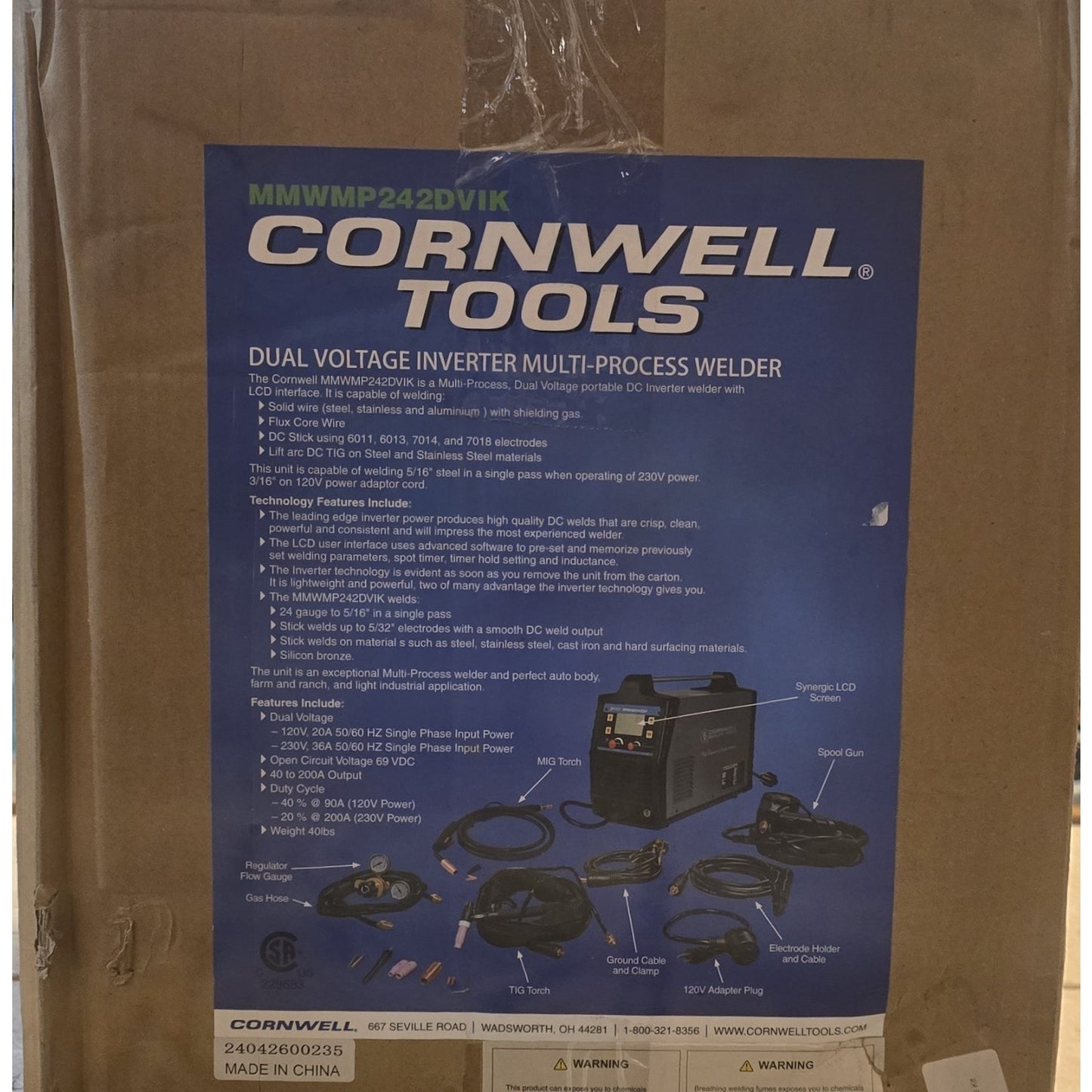 Cornwell Tools Multi-Process MIG/TIG/Stick Welder MMWMP242DVIK