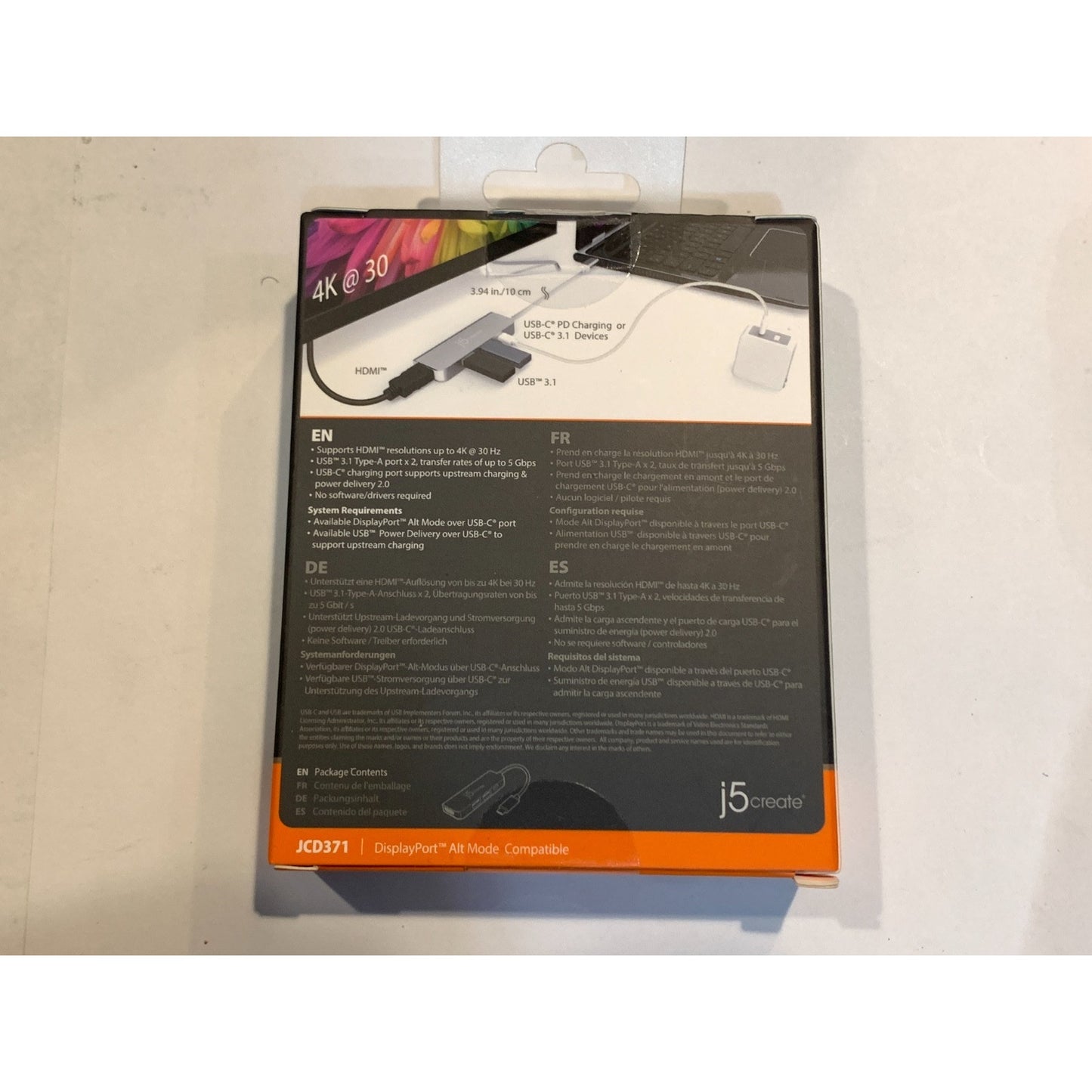 j5create USB-C to HDMI & USB 3.1 2-Port w/ Power Delivery (JCD371-BA)