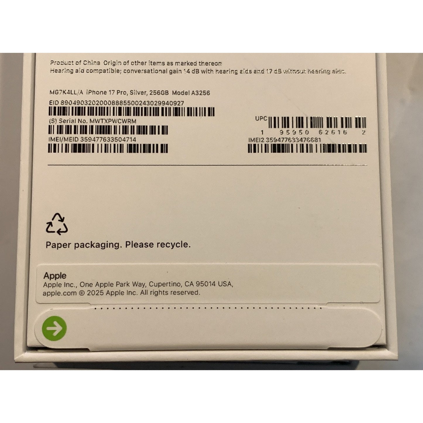 Apple iPhone 17 Pro 256 GB Silver Unlocked